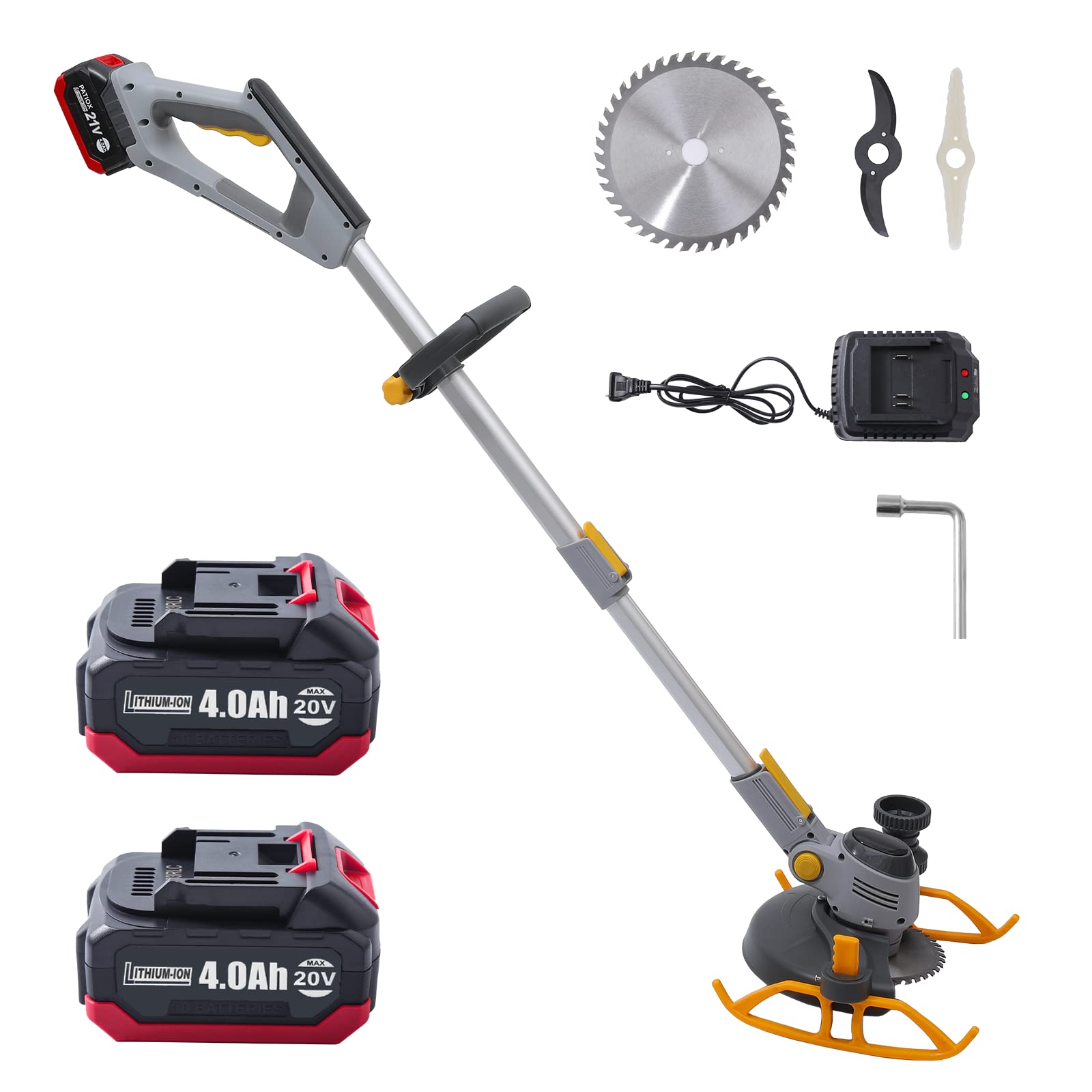 PATIOX Weed Wacker Cordless - PATIOX Electric Weed Trimmer Rechargeable 3 in 1 - Two 4.0 Ah Battery Powered Weed Whacker Cordless 20V Grass Edger Trimmer with Blade and Charger (A-Classic-3)