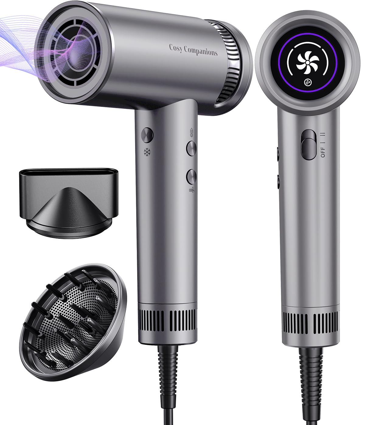 Hair Dryer with Magnetic Attachments, Professional Negative Ionic Blowdryer, 5X Fast Dry