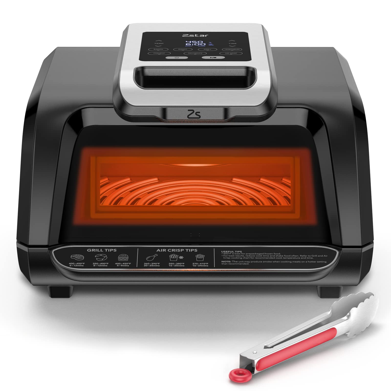 Electric Smokeless Indoor Grill & Air Fryer Combo, 7-in-1, Grill, Broil, Roast, Bake, Crisp, Dehydrate and More, with Non-Stick Plates Pot & Basket, 4QT, for 3-5 People