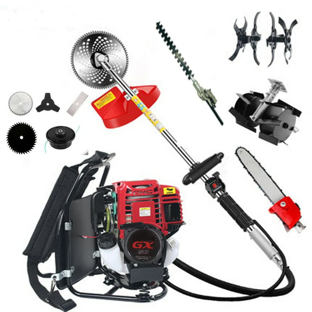 CHIKURA 10 in1 Backpack GX50 4 Stroke brush cutter weed wacker weed eater strimmer Mini Tiller cultivator