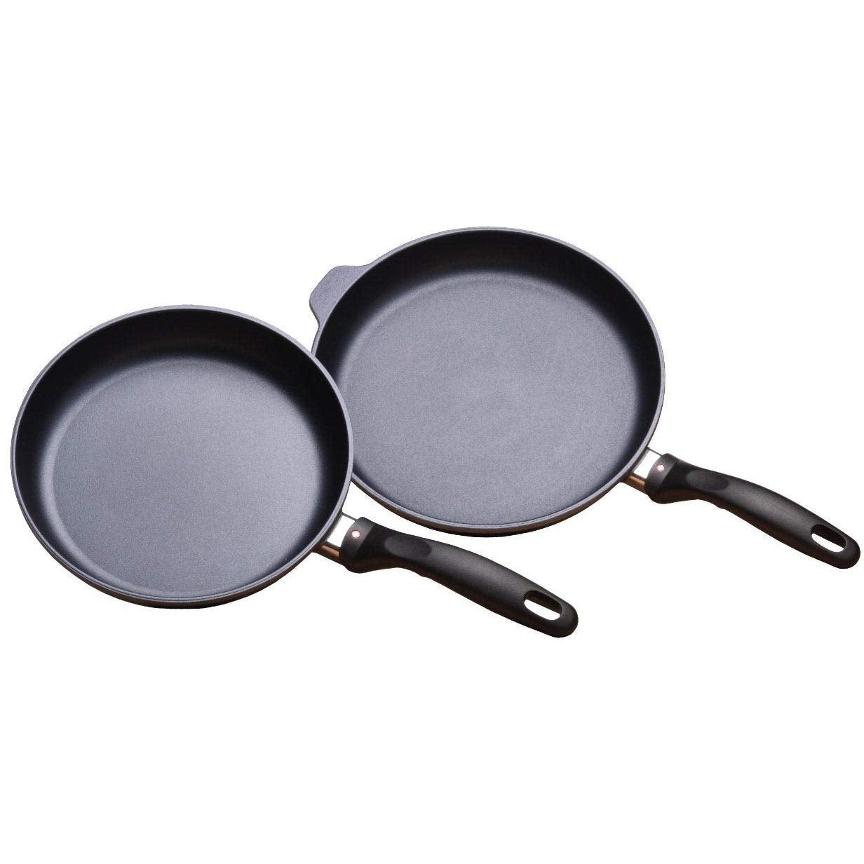 Swiss Diamond Duo Cooking Pans Set Nonstick, Diamond Coated Kitchen Pan Set with Stainless Steel Handles, Aluminum Non Stick Cookware Set, Dishwasher & Oven Safe, 9.5 Inch and 11 Inch