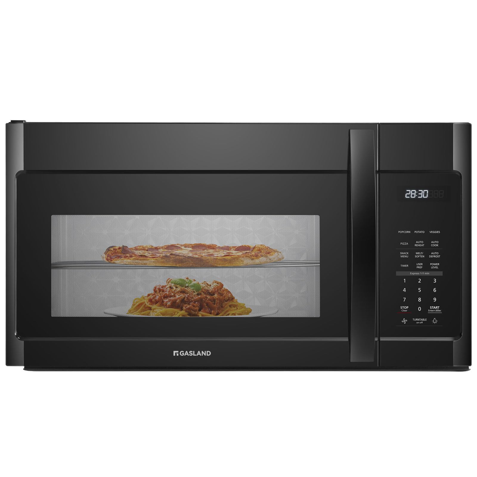 GASLAND 1.9 Cu. Ft. 30 Inch OTR1902B Over the Range Microwave Oven, Over the Stove Microwave, 1000 Watts, 400 CFM Exhaust Fan and LED Light, 13.5" Glass Turntable, Black