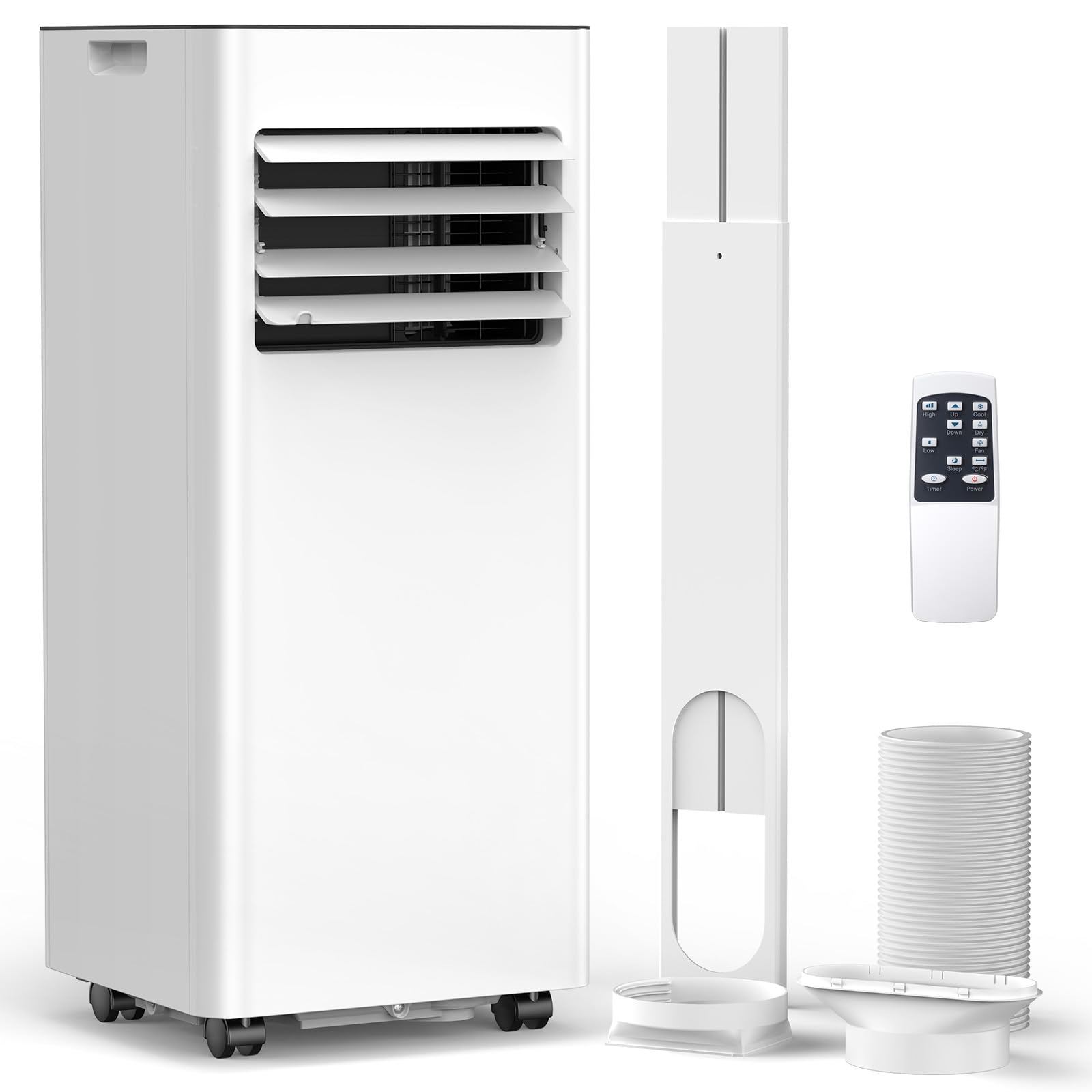 Electactic Portable Air Conditioner 10000 BTU (ASHRAE) Cools up to 450 Sq. Ft., Remote Control, LED Display, 3-in-1 Modes Portable AC Unit with Window Kits for Bedroom, Home, Dorm, Office, White
