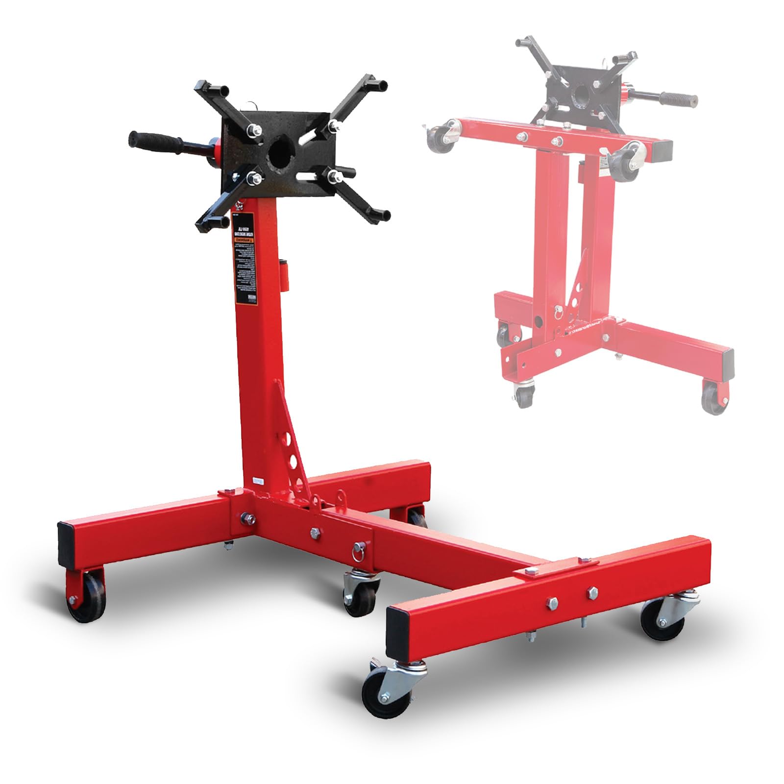 BIG RED T26801 Torin Steel Rotating Engine Stand with 360 Degree Rotating Head and Folding Frame: 3/4 Ton (1,500 lb) Capacity, Red