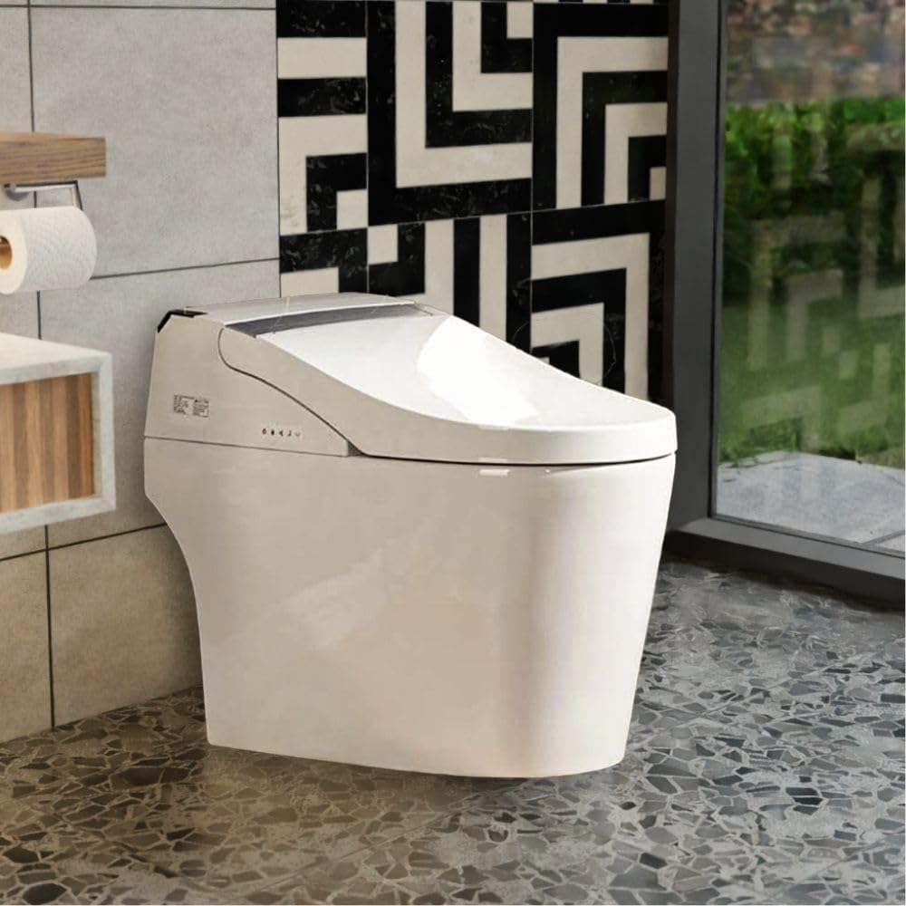 Bidet Toilet Seat Heated Toilet Seat with Auto Flush and Open/Close Lid Cover Sensor for Bathroom