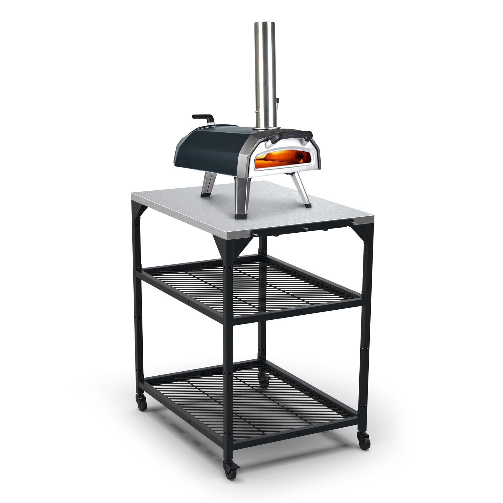 Ooni Medium Modular Table - 31x22x35 Inch Pizza Oven Stand, Stainless Steel Cart, Grill Barbecue Stand, Outdoor Table, Accessories Station