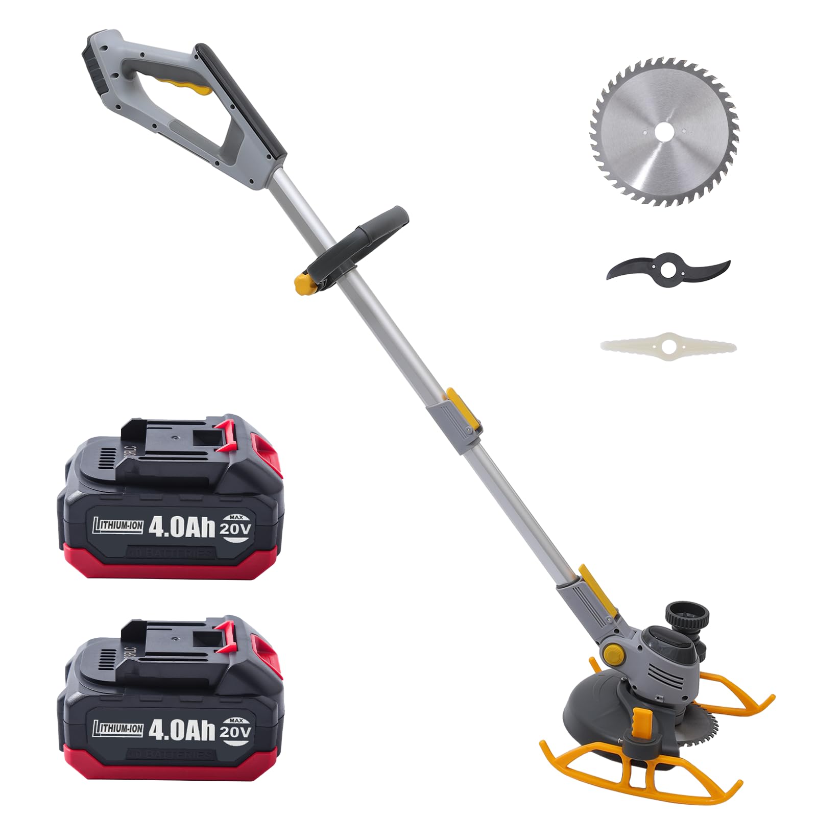 PATIOX Weed Wacker Cordless, PATIOX Electric Weed Trimmer Rechargeable 3 in 1, Two 4.0 Ah Battery Powered Weed Whacker Cordless 20V Grass Edger Trimmer with Blade and Charger (Two 4.0Ah Battery)