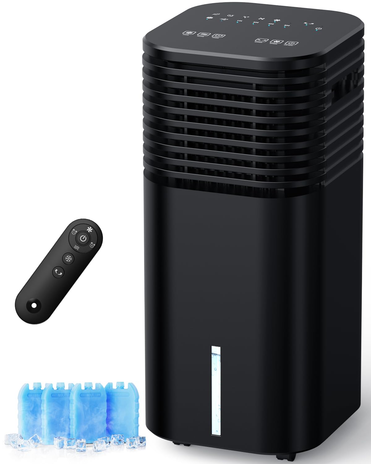 FANCOLE Windowless Portable Air Conditioners with 4Modes & 3Speeds, 15H Timer for Smart Auto-off, 2Gal Tank for 20H Cooling, Evaporative Air Cooler 17 FT Remote, 120° Swing Swamp Cooler No Hose Needed