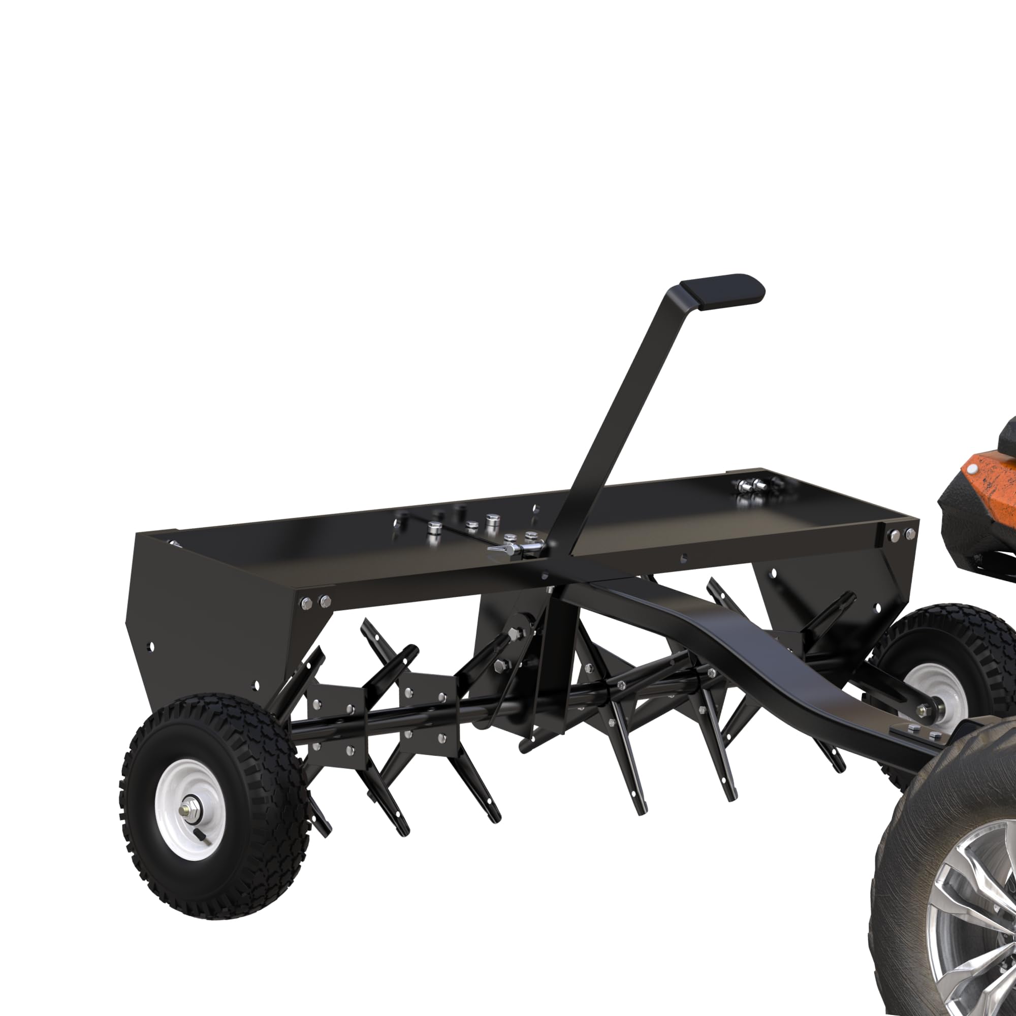 YINTATECH Tow Behind Aerator, Lawn Aerator Tool for ATV, 42" Work Coverage, 24 Plug Coring Knifes, Black