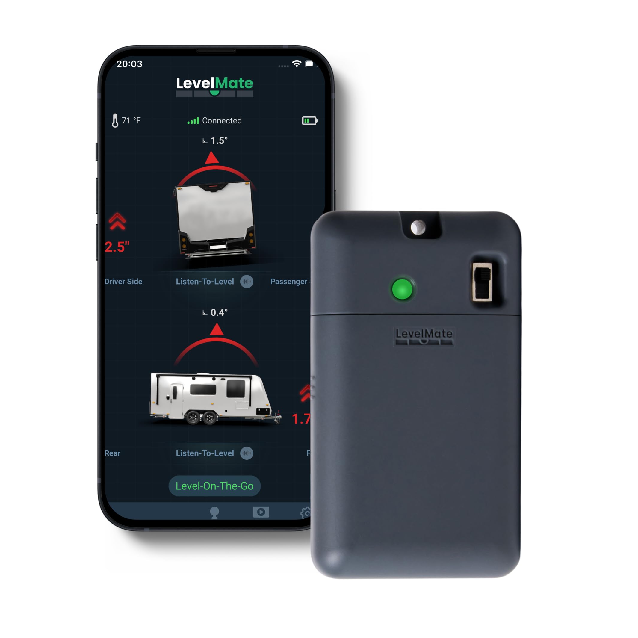 LogicBlue Technology LevelMateMAX Wireless RV Leveling System, Bluetooth Leveler for Campers, Must-Have Accessory for Travel Trailers, Effortless Setup for Phones with App
