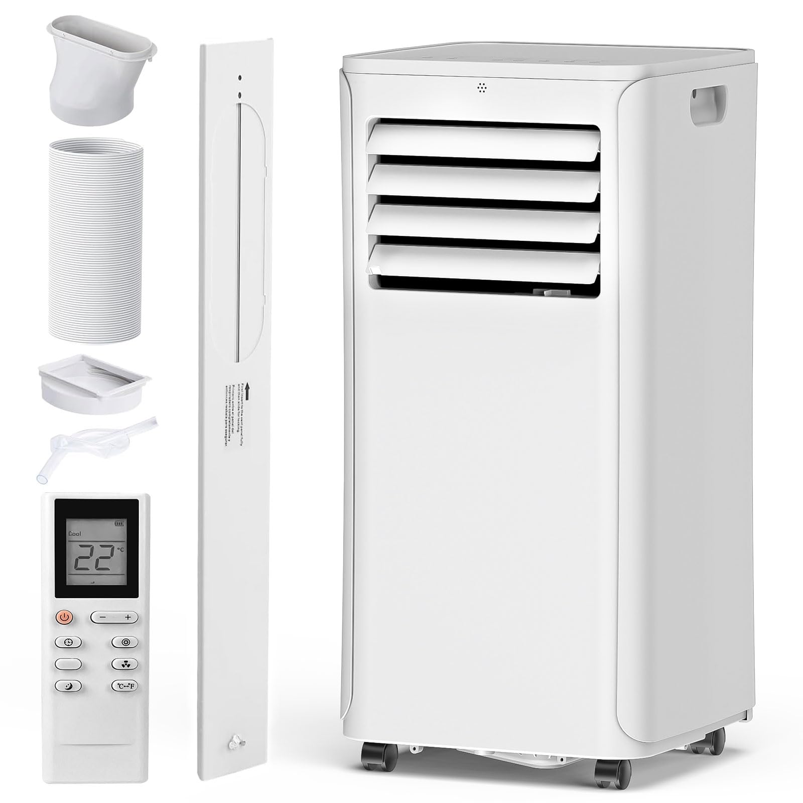 Coolblus Portable Air Conditioner up to 450 Sq.Ft,10000 BTU air conditioner with Remote Control,Portable ac units for Rooms,Bedroom,living room,Sun room,Garage White