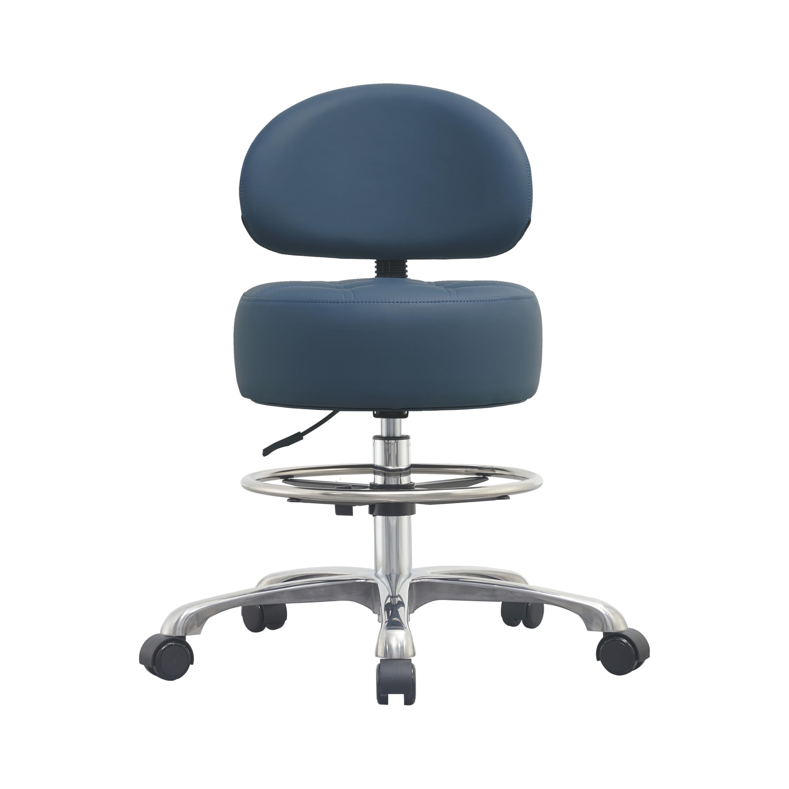 Adjustable Rolling Shop Stool with Back Support - Heavy Duty Kitchen Stool with Wheels for Salon, Spa, Massage, Tattoo, Esthetician - Extra Thick for Comfort