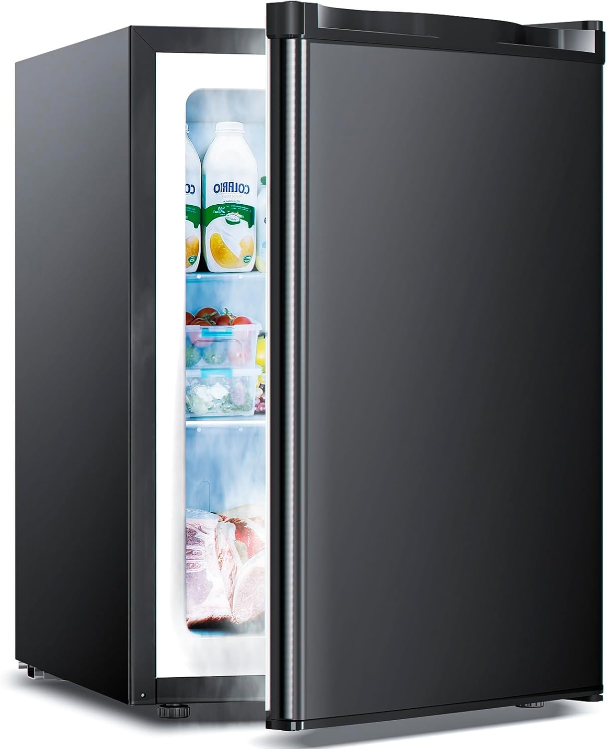 Electactic 2.1 Cu.ft Upright Freezer, Small Mini Freezer with Adjustable Thermostat, Removable Shelves, Reversible Single Door, for Bedroom/Home/Dorms/Apartment (Black)