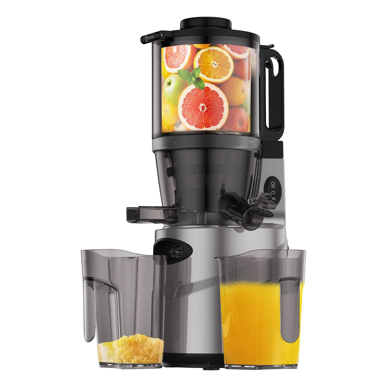 Cold Press Juicer - Slow Juicer Machines with 5.5" Feeding Chute, Masticating Juicer Fit Whole Fruits and Vegetables, Auto-cutting Auger, Easy to Clean, Black