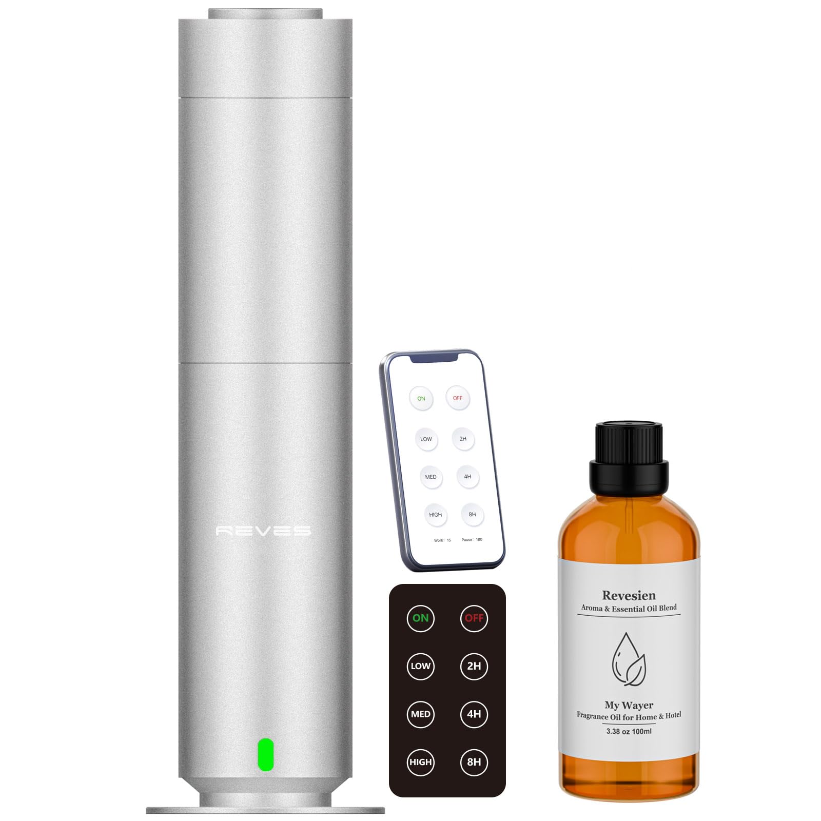 Hotel Diffuser Machine-Scent Air Machine for Home-Diffusers for Home-Waterless Essential Oil Diffusers-Studio Scent Diffuser (Silver) + 100ml Tropical Night Essential Oil