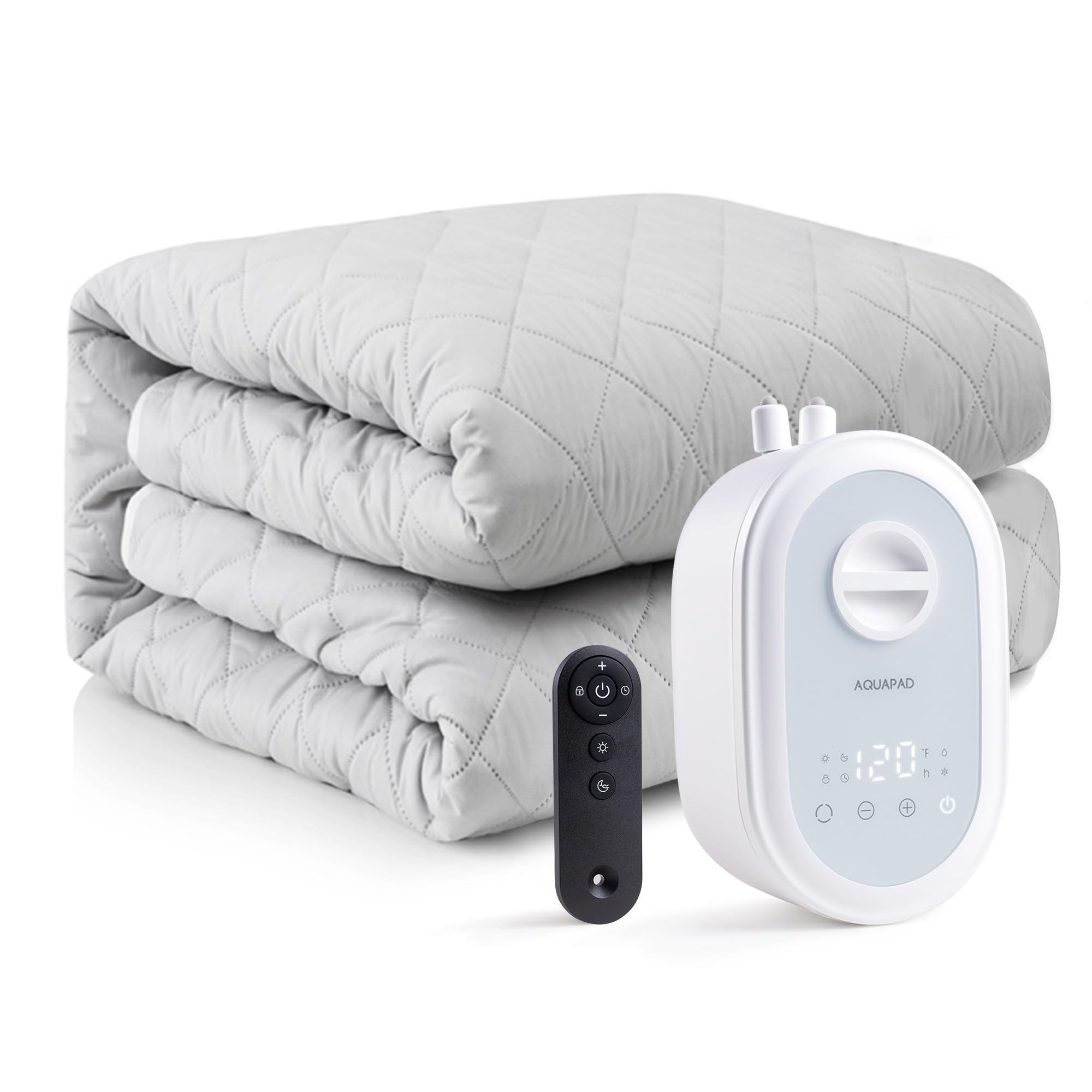 AquaPad CozyFlow Mini Water Heated Mattress Pad, 3 YR AquaCare, UL499 Tested, No Electric Wire, All Digital, AirQuiet 2.0 Technology, Smart, Smooth, Hydro Heat (Queen)