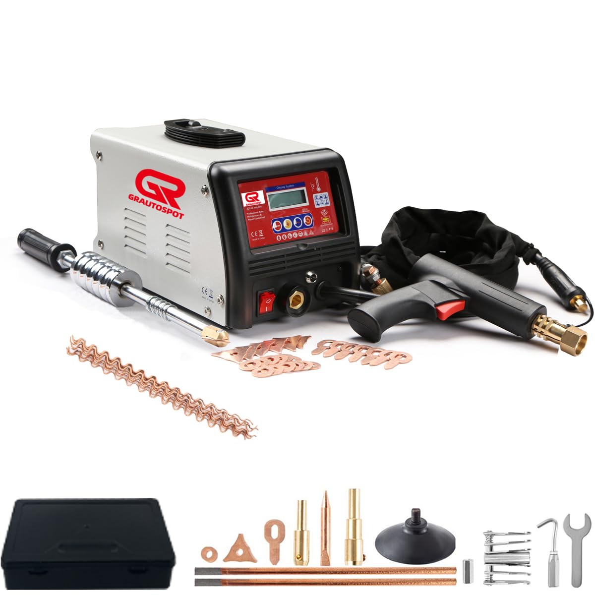 GRAUTOSPOT F98ES 110V Spot Welder Dent Puller,3KW Panel Spot Welder Puller,Stud Welder Machine,9 Models Spot Welding Machine for Car Body Dent Repair,Car Repair Shops