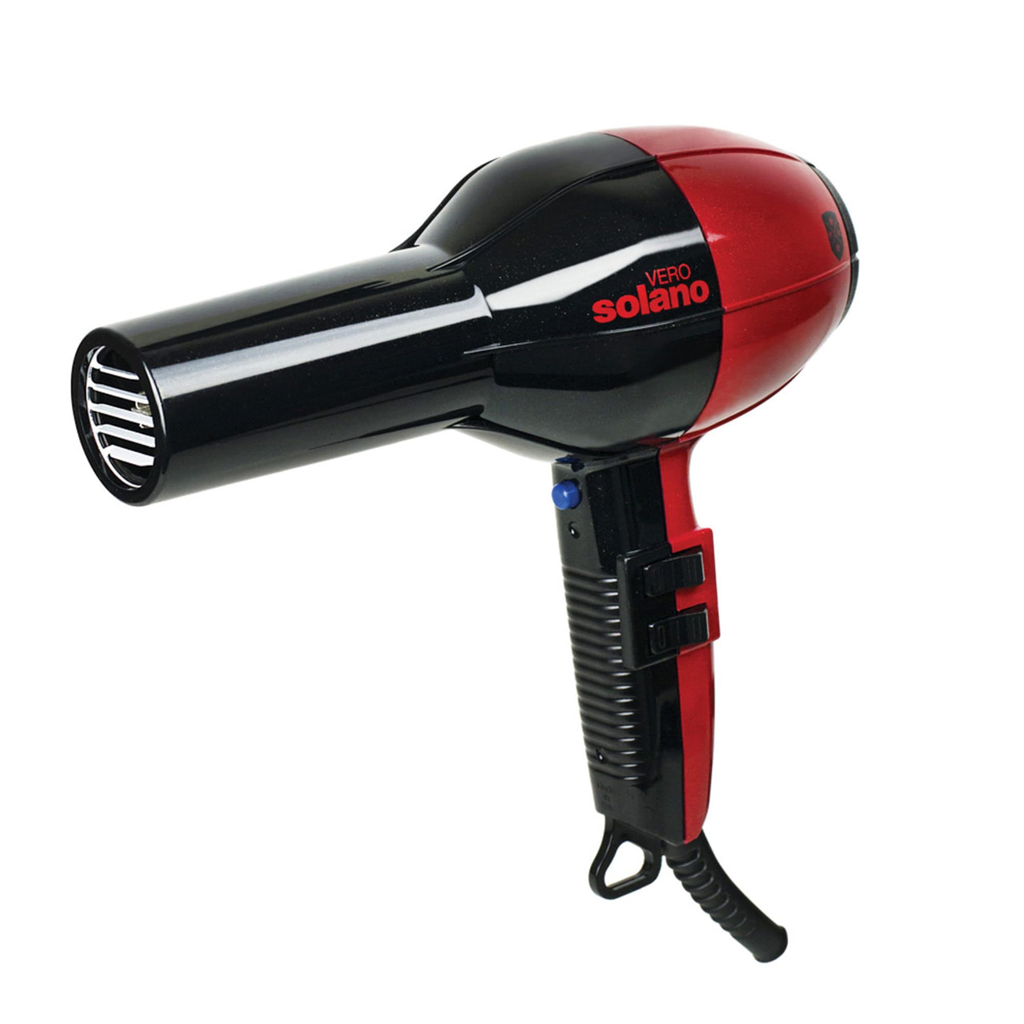 Solano Vero Rosso Ceramic Ionic Hair Dryer | Fast Drying 1600 Watt Lightweight Blow Dryer | Quiet + Ergonomic Design +Tourmaline for Added Shine and Smoothness | Italian-Made