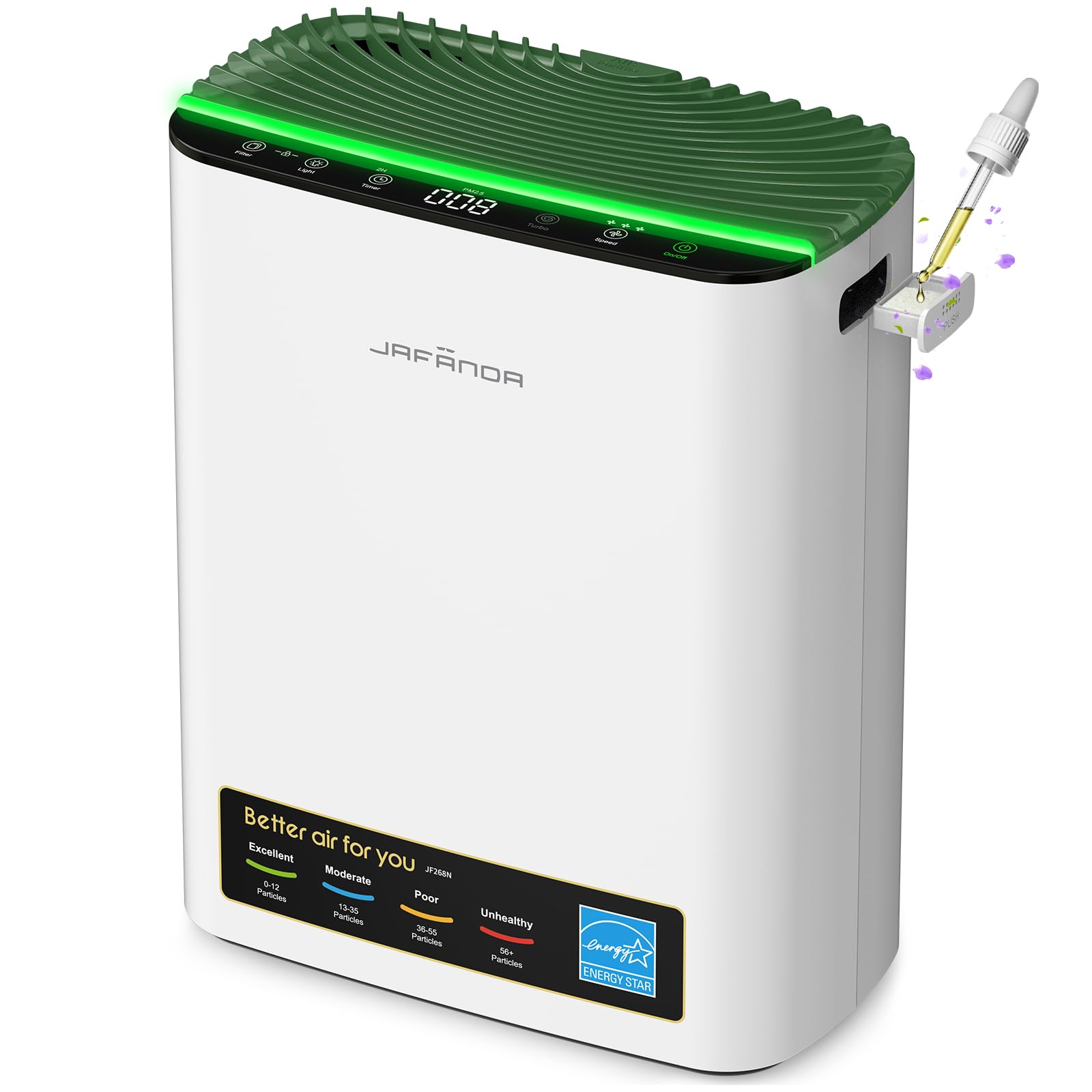 Jafända HEPA Air Purifier for Bedroom, Allergen Air Cleaners for Home Large Room up to 1226ft², Mold Air Purifiers for Home, True HEPA Air Filter Removes 99.97% Pet Dander/Hair, Pollen Dust Smoke&VOCs