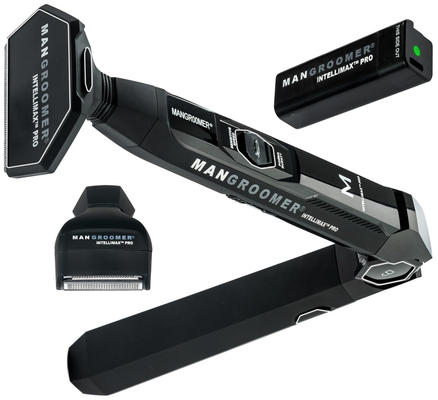 MANGROOMER - INTELLIMAX PRO - New Back Shaver with 2 Shock Absorber Flex Heads, Power Hinge, Extreme Reach Handle and Advanced 2.7" Extra-Wide Blade Design (Version 2.0)
