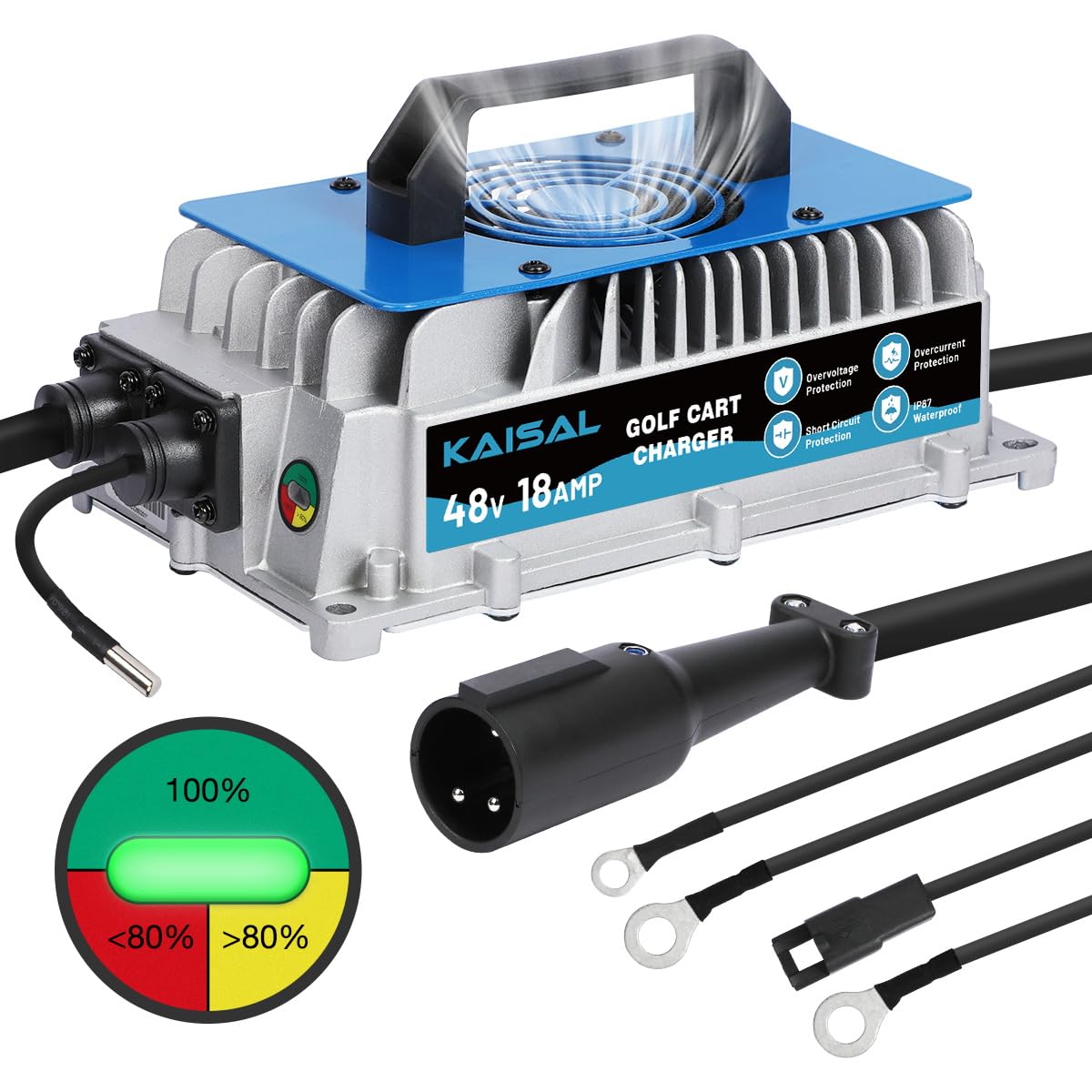 Club Car Charger 48V 18A Golf Cart Battery Charger Smart Club Car 48V Battery Charger 48 Volt Club Car Golf Cart Charger IP67 Waterproof 48V Club Car Battery Charger 48V Club Car Charger for All Years