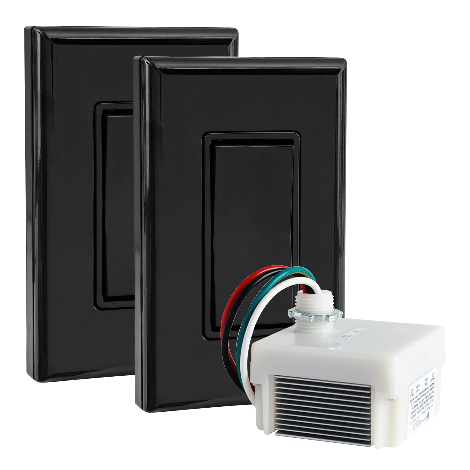 RunLessWire Dimming Self Powered (NO Batteries) Wireless Light Switch Kit - No Wiring, Battery, or WiFi Needed DIY Remote Control 3-Way Dimmer Kit: 1 Receiver, 2 Switches - Black