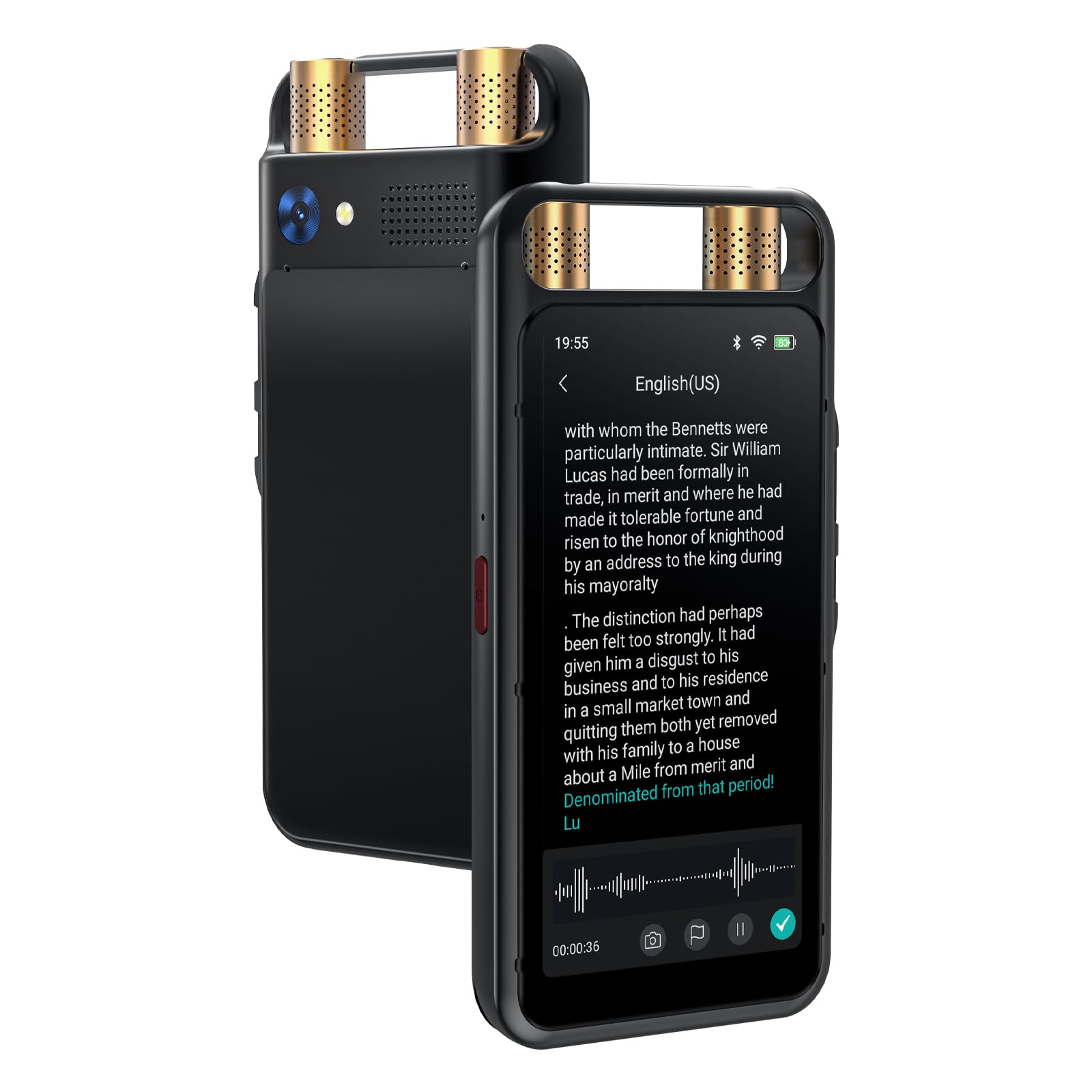 AI Voice Recorder with Playback, Digital Voice Recorder with Transcription to Text, Summary, Translation, Full Touchscreen Audio Recorder Device for Meetings, Lectures, Interviews with 64GB Card