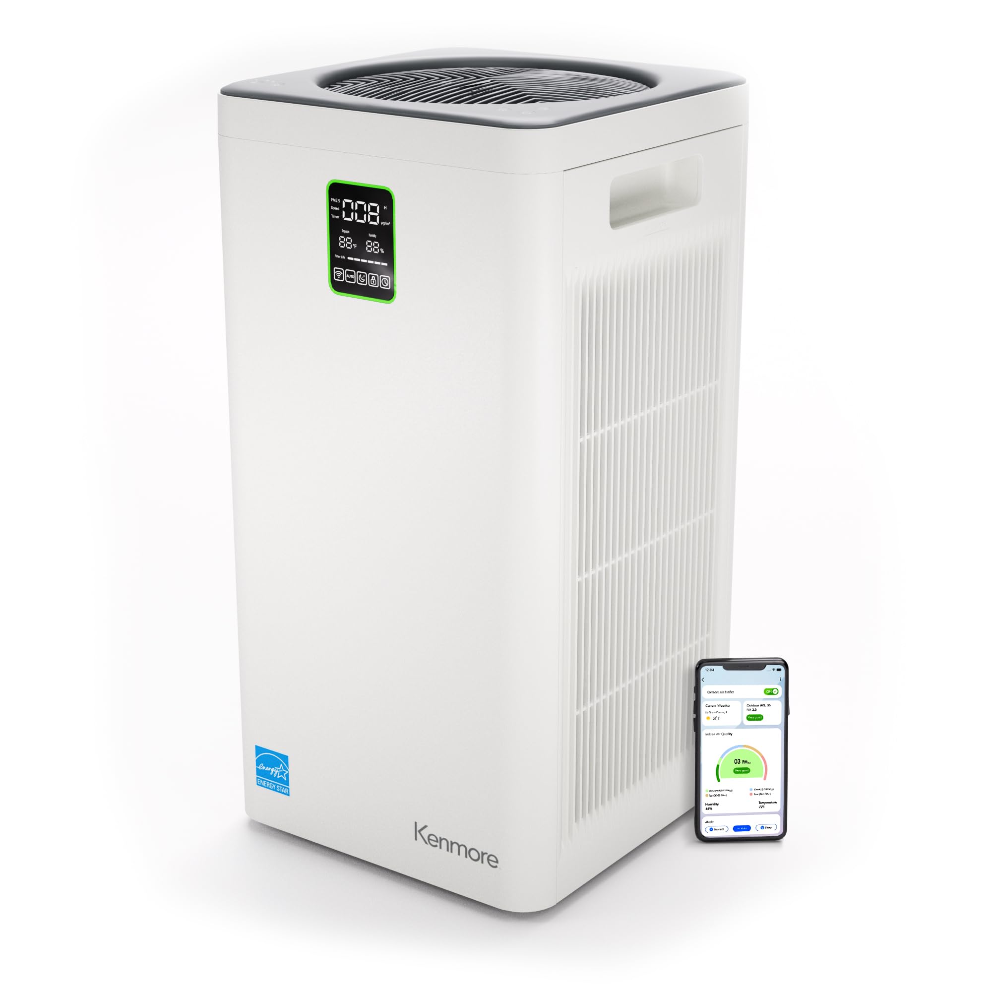 Kenmore PM4030 Air Purifier with H13 True HEPA Filter, Covers Up to 2300 Sq.Foot, 24db SilentClean 3-Stage HEPA Filtration System, 5 Speeds for Home Large Room, Kitchens & Bedroom