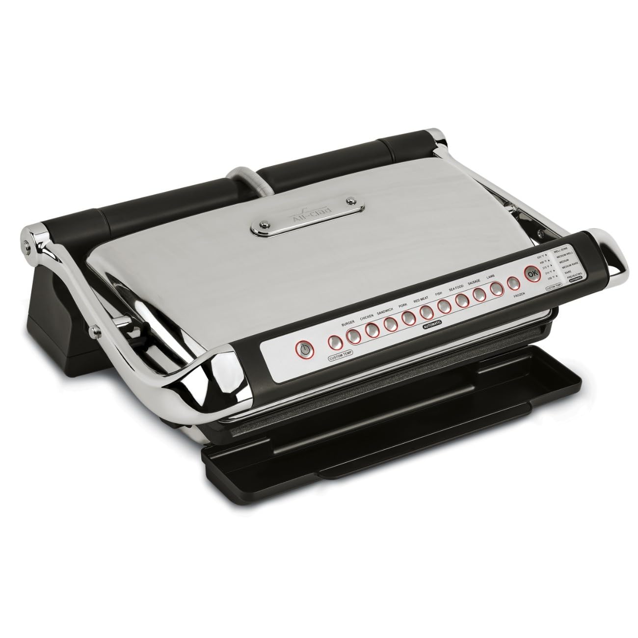 All-Clad Electric Indoor Grill, AutoSense Stainless Steel Panini Grill Press Sandwich Maker, Automatic 1800W Smokeless, Removable Plates, Dishwasher Safe