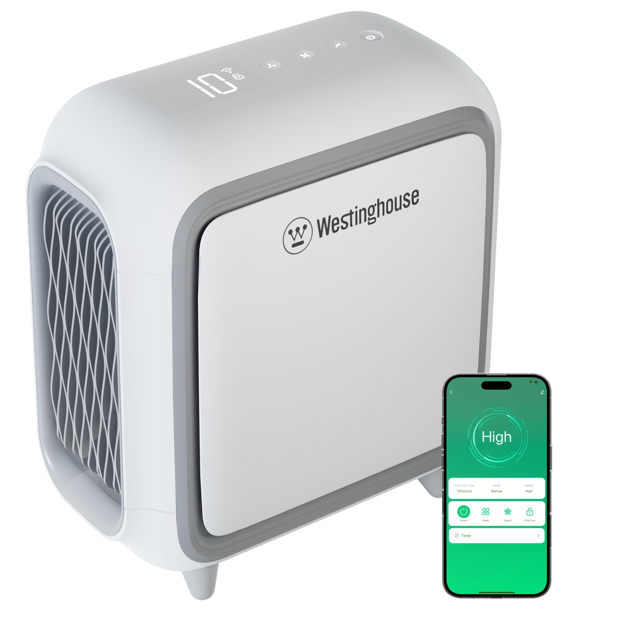 Westinghouse Smart Air Purifier | Medium Room 505 sf | HEPA Filter NCCO Technology | 4-Stage Medical-Grade Filtration | Kills, sanitizes removes bacteria, Pet Dander, Dust, Smoke, Odor, Pollen | WH50
