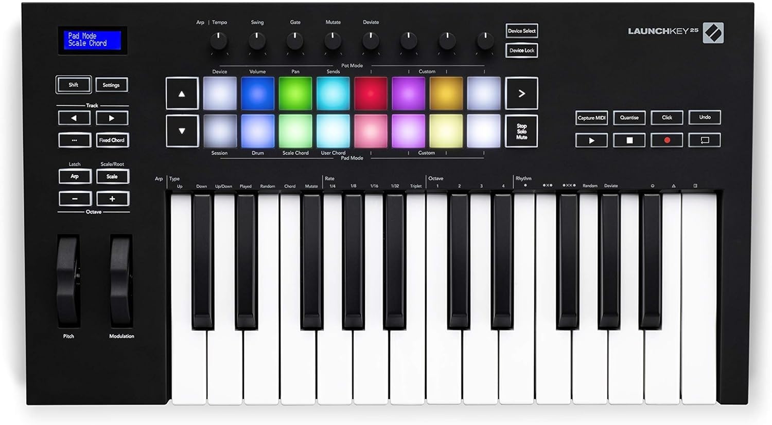 Novation Launchkey 25 [MK3] MIDI Keyboard Controller - Seamless Ableton Live Integration. Chord Mode, Scale Mode, and Arpeggiator — All the software you need for Music Production.