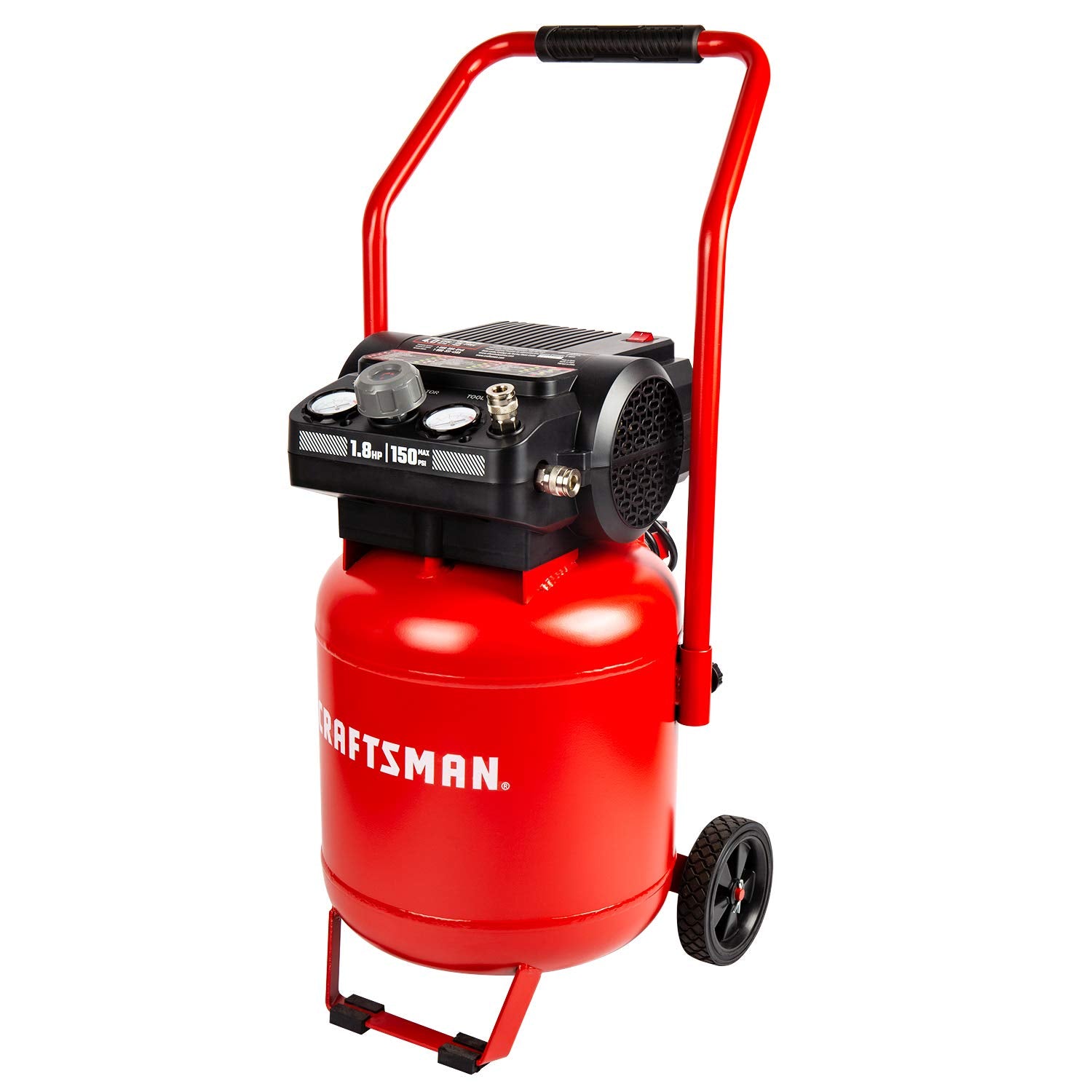 Craftsman Air Compressor, 10 Gallon Peak 1.8 Horsepower Oil-free Compressor, Max 150 PSI, Vertical Compressor Air Tools, Model: CMXECXA0331042
