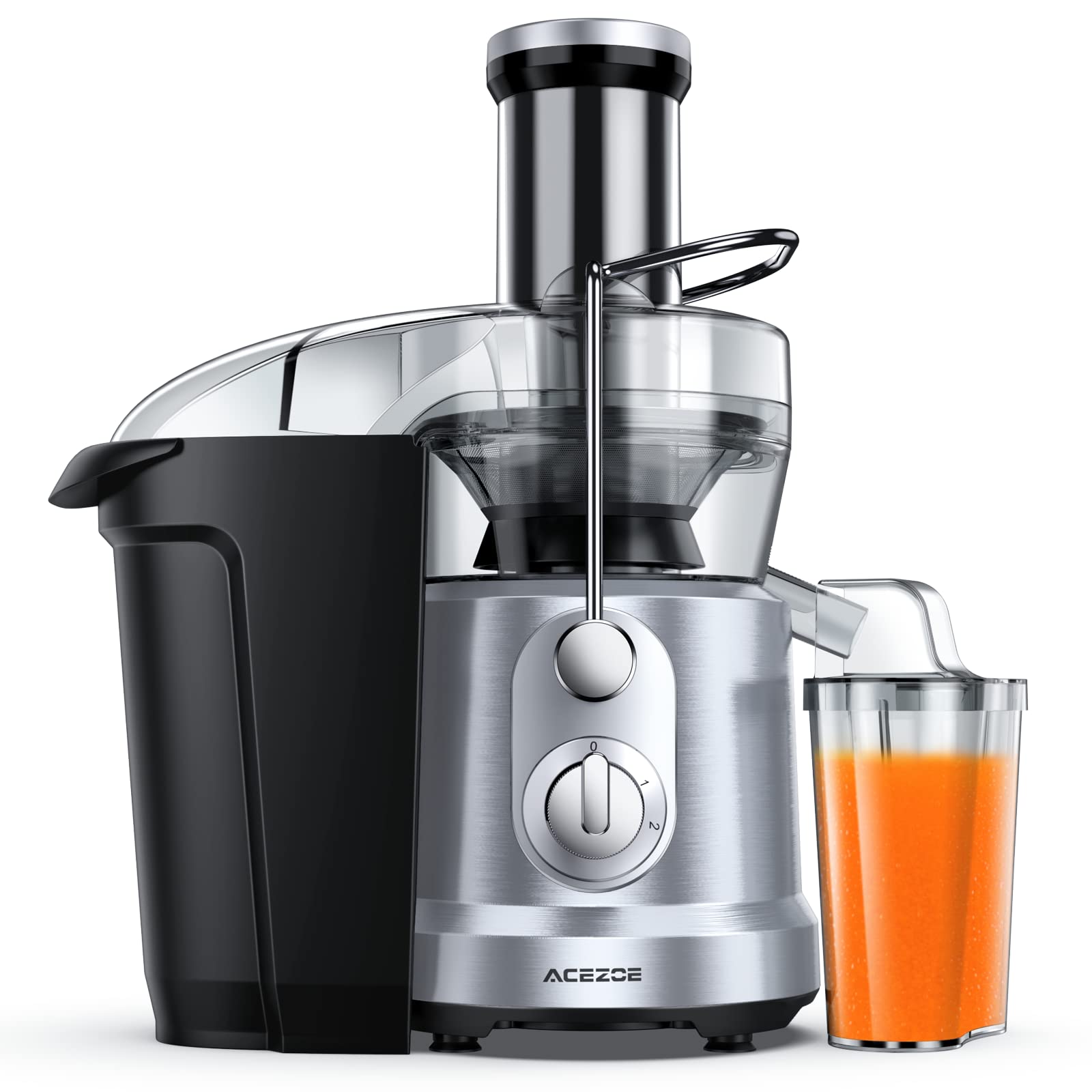 Acezoe Juicer Machines 1300W Juicer Vegetable and Fruit, Power Juicers Extractor with 3" Feed Chute, Centrifugal Juicer with High Juice Yield, Easy to Clean&BPA-Free, Dishwasher Safe-Silver