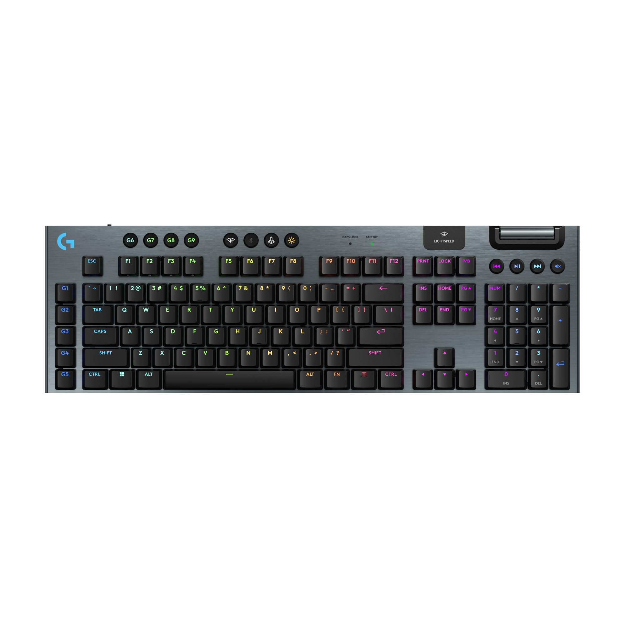 Logitech G915 X Lightspeed Low-Profile Wireless Gaming Keyboard, Double-Shot PBT Keycaps, Fully Programmable Keys, RGB Backlighting, Sleek Aluminum Finishing, GL Brown Tactile Switches - PC/Mac