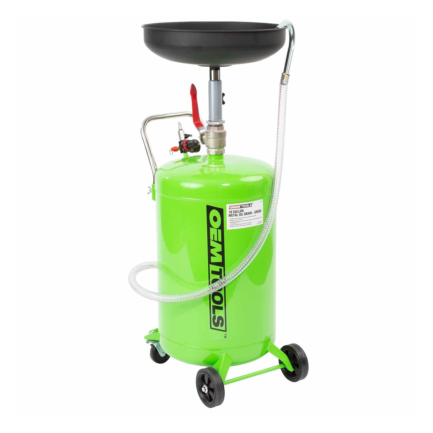 OEMTOOLS 87042 18 Gallon Portable Oil Lift Drain, Waste Oil Drain with Steel Waste Oil Container, Oil Changing, Oil Dolly for Motor Oil Drain, Funnel Drain