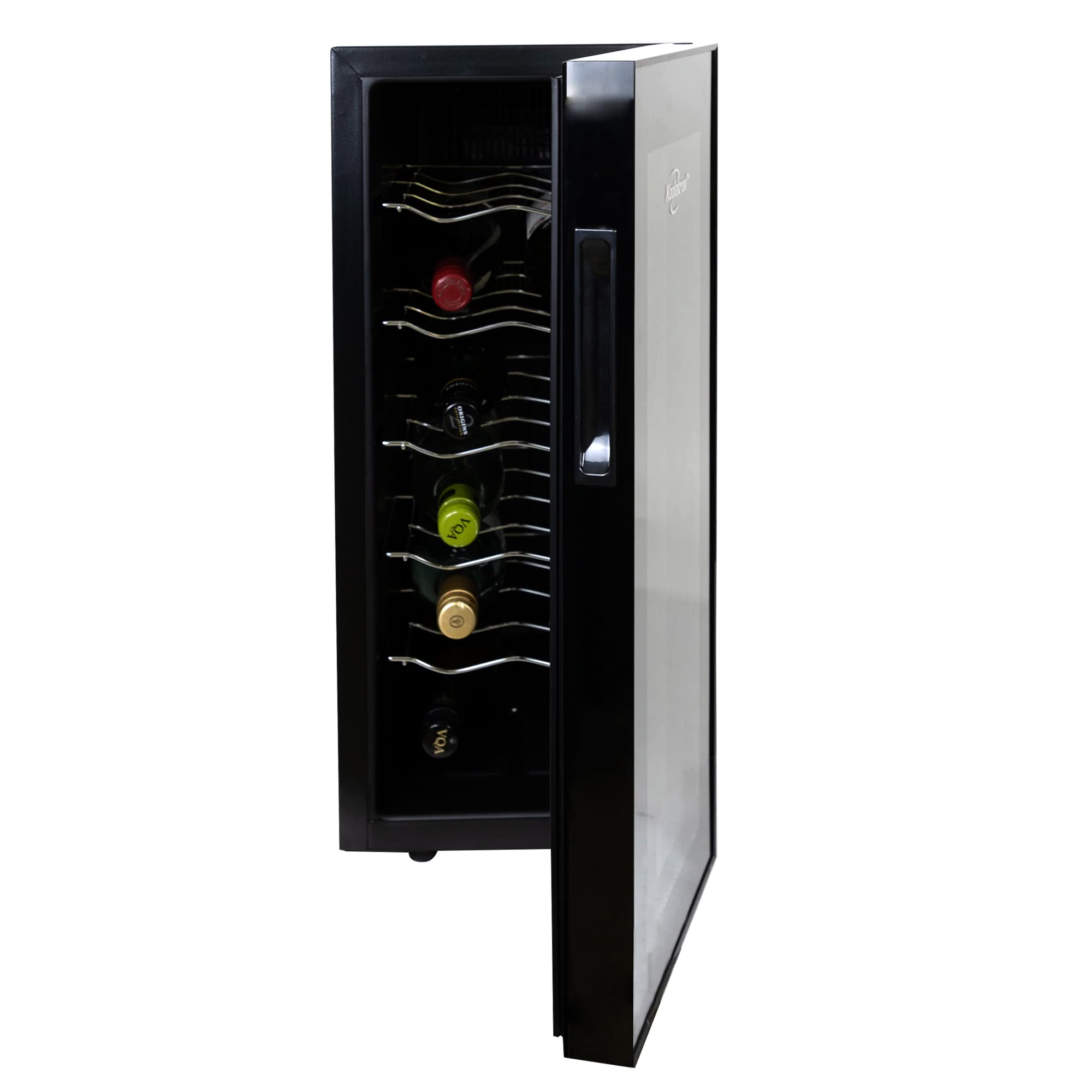 Koolatron 12 Bottle Wine Cooler Refrigerator Black Thermoelectric Wine Fridge Freestanding Wine Cellar Red White Sparkling Wine Ideal for Small Kitchens Apartments Condos RVs
