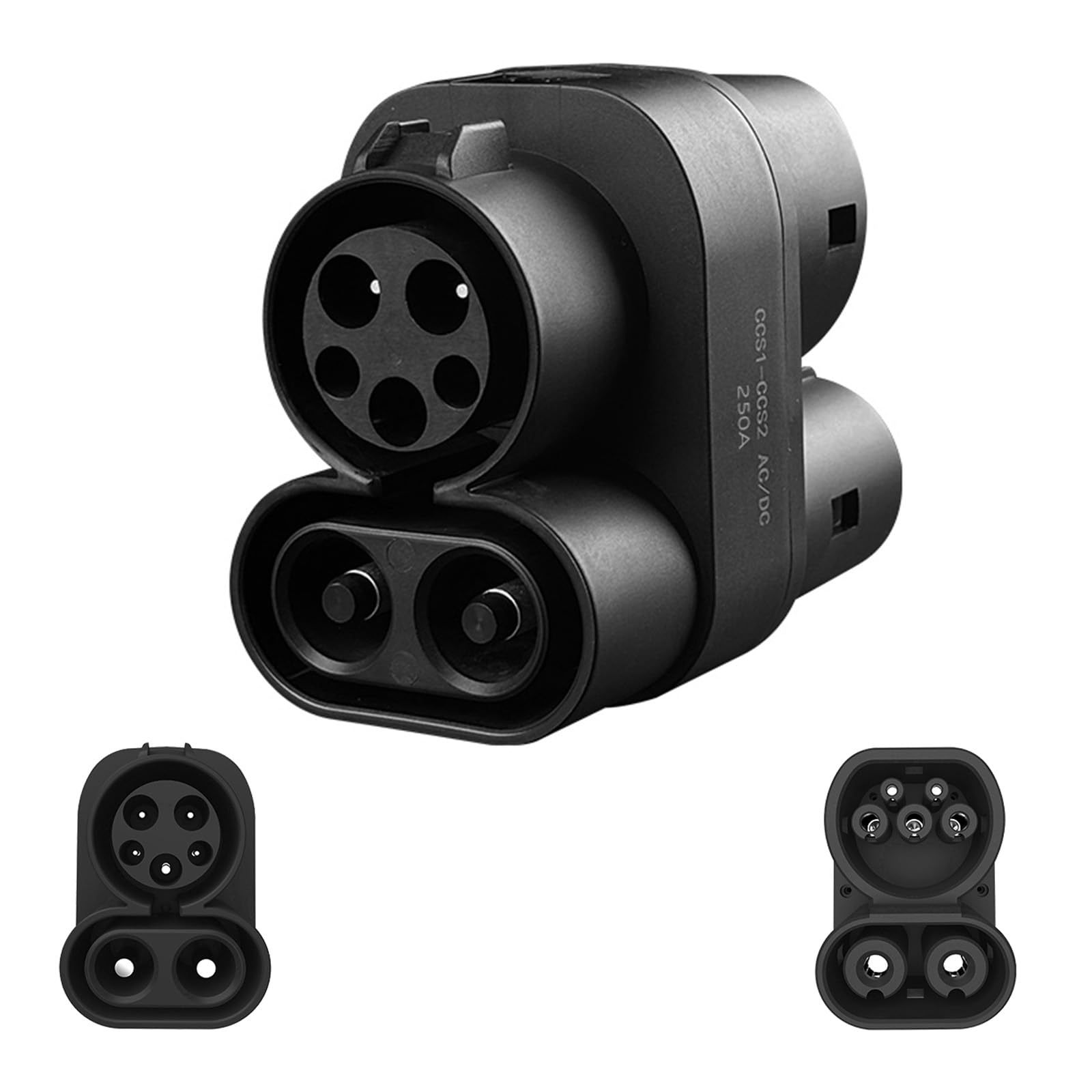 CCS1 to CCS2 Adapter EV Charger Adpater DC 1000V 250A and AC 32A EV Charger Connector Black Type 1 to Type 2 Adapter SAE j1772 to IEC62196