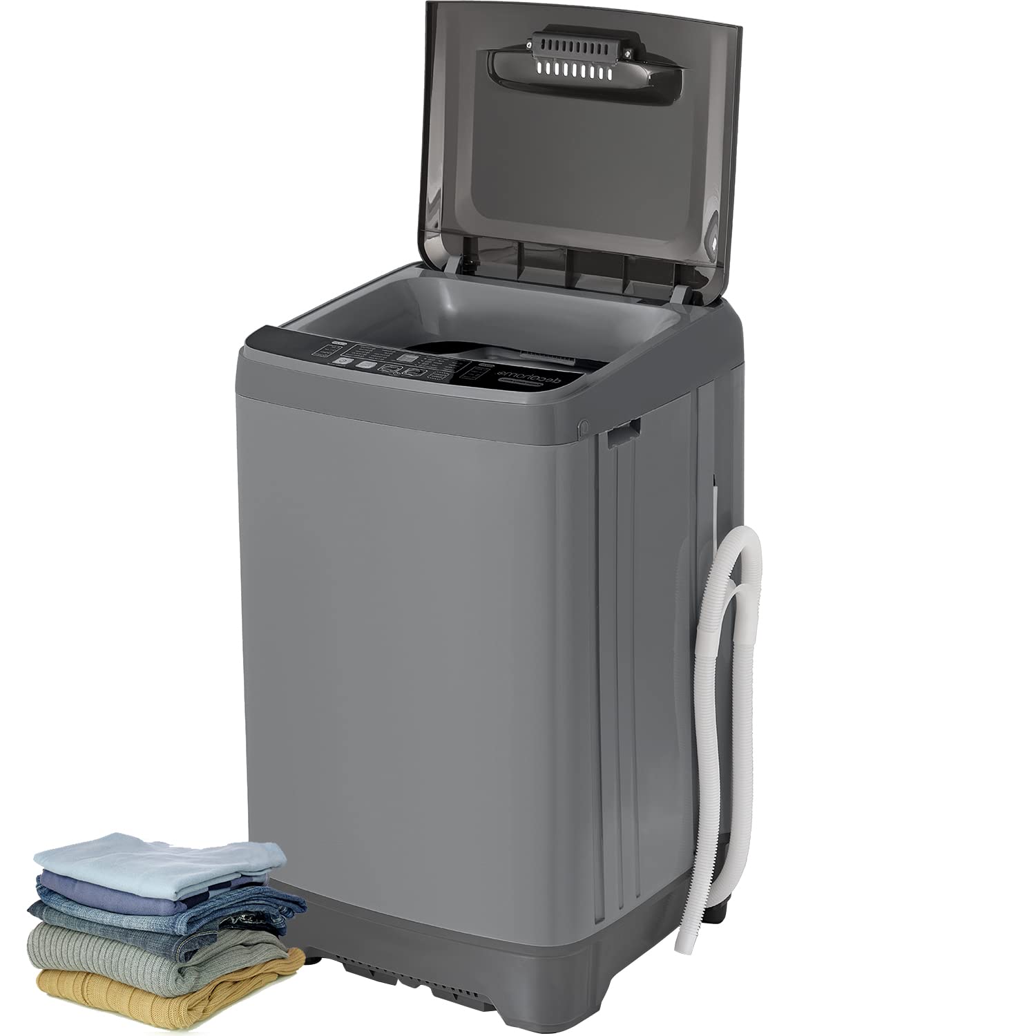 Deco Home Fully Automatic Portable Washing Machine, 1.8 cu. ft., 16lb Capacity, 10 Smart Cleaning Programs, Water Inlet and Drain Pump