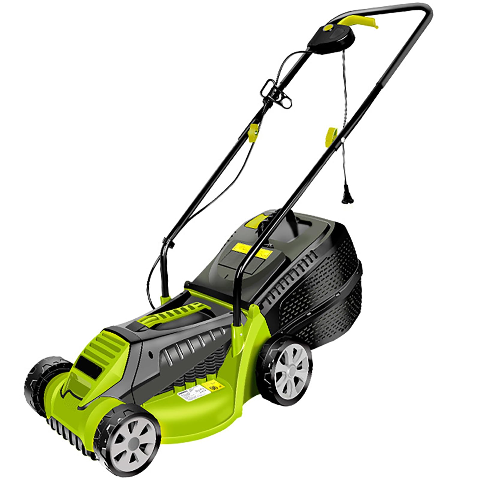 BVFNKQSC 1600W Powerful Electric Lawn Mower, Hand Pushed Cordless Electric Household Lawn Mower, with Adjustable Cutting Height in 3 Gears,Green