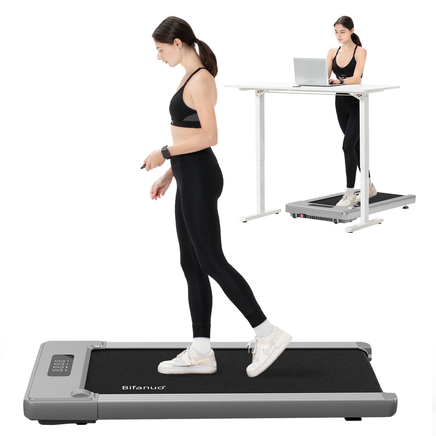 Bifanuo Walking Pad - Under Desk Treadmill, Treadmills for Home/Office, Portable Treadmill, Walking Pad Treadmill Under Desk with Remote Control LED Display- Ideal for Fitness Enthusiasts
