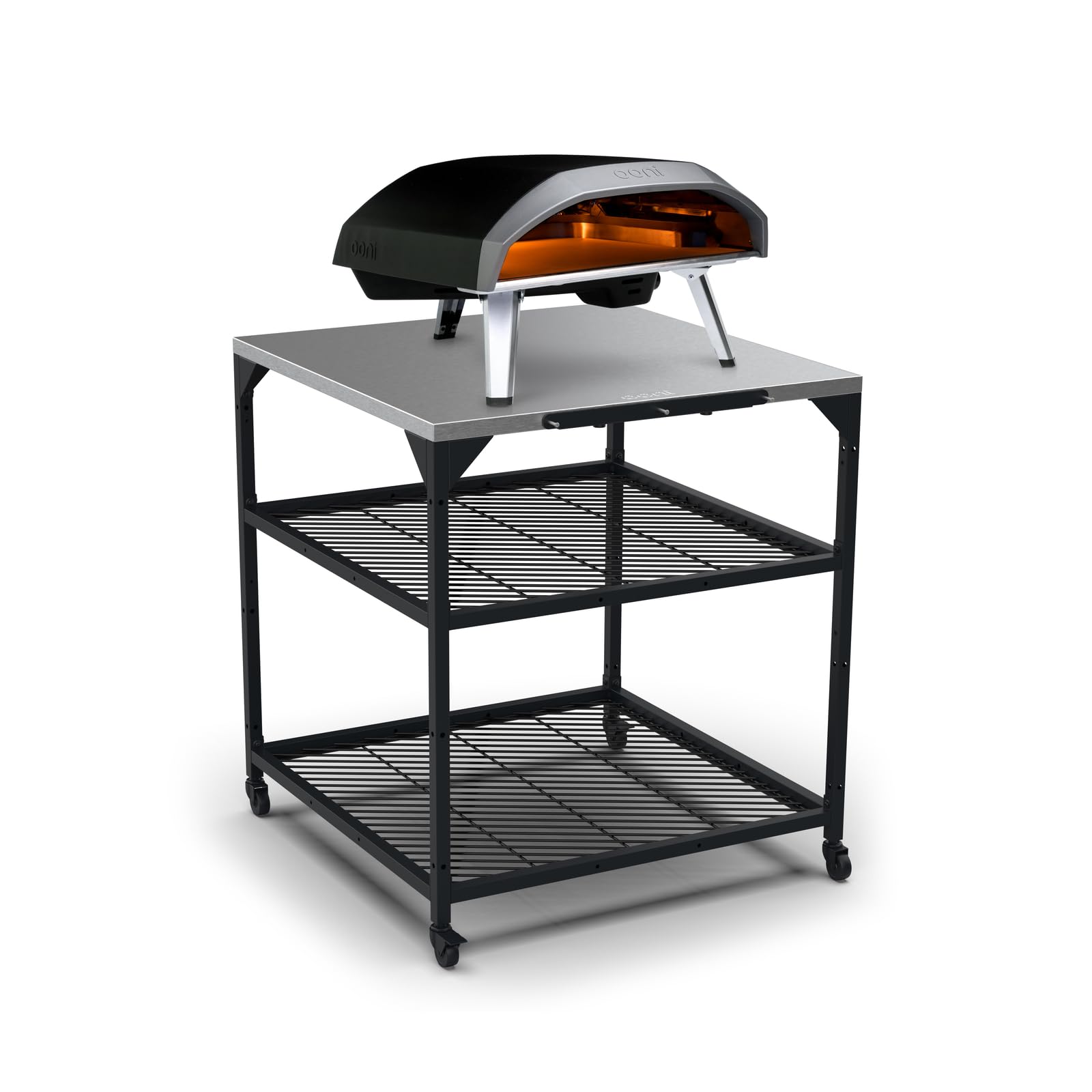 ooni Large Modular Pizza Oven Table - 31x31x35 Inch Stainless Steel Grill Stand, Barbecue Cart, Outdoor Pizza Station