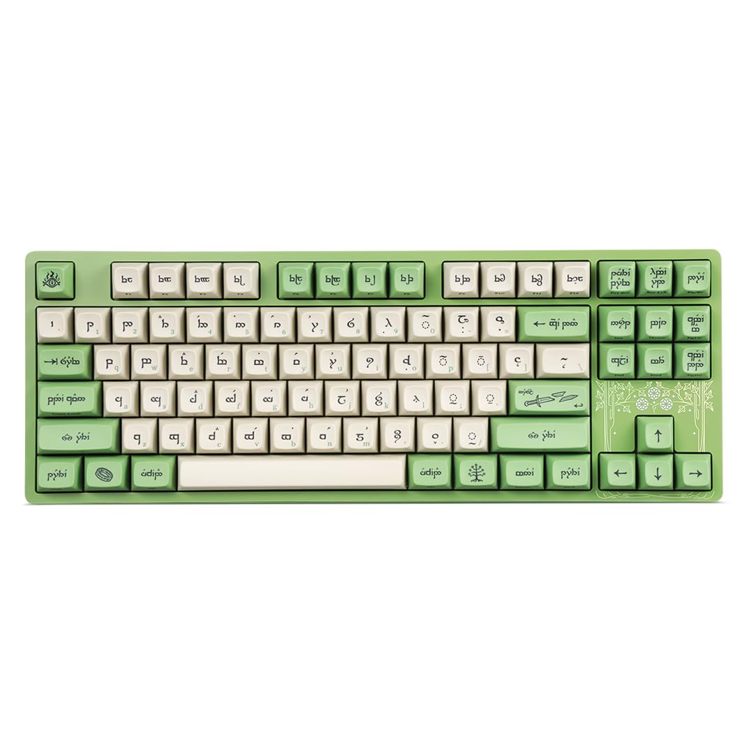 DROP + The Lord of The Rings™ Elvish TKL Mechanical Keyboard - MT3 Profile Keycaps with Accent Keys - Holy Panda X Tactile Switches - PBT Dye-Sub Keycaps - LED Backlight - Green