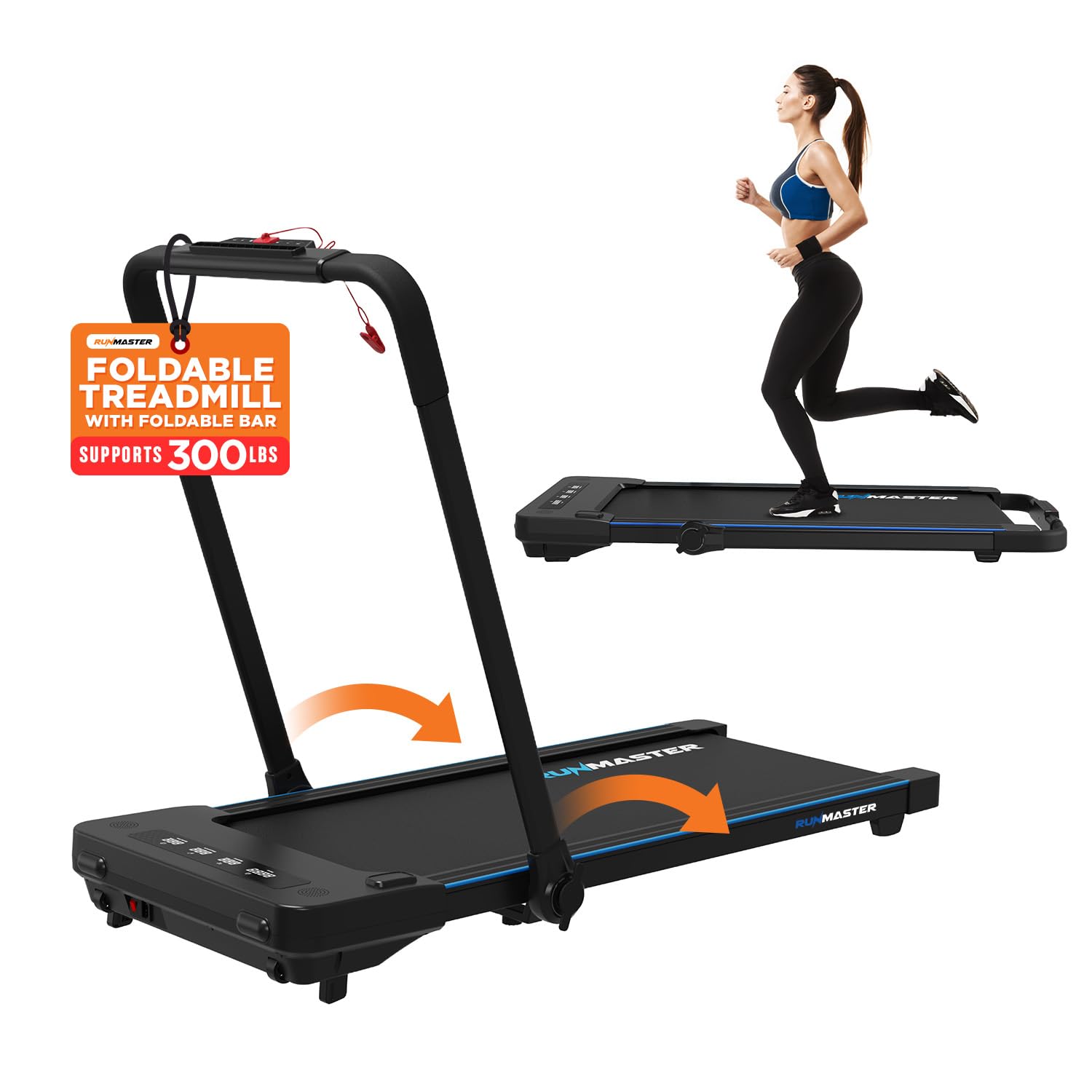 2 in 1 Portable Walking Pad Treadmill - at Home or Office Walking Pad Treadmill Under Desk with 12 Exercise Programs - Quiet, Lightweight and Folding for Small Spaces Indoor - 2.5 HP Black