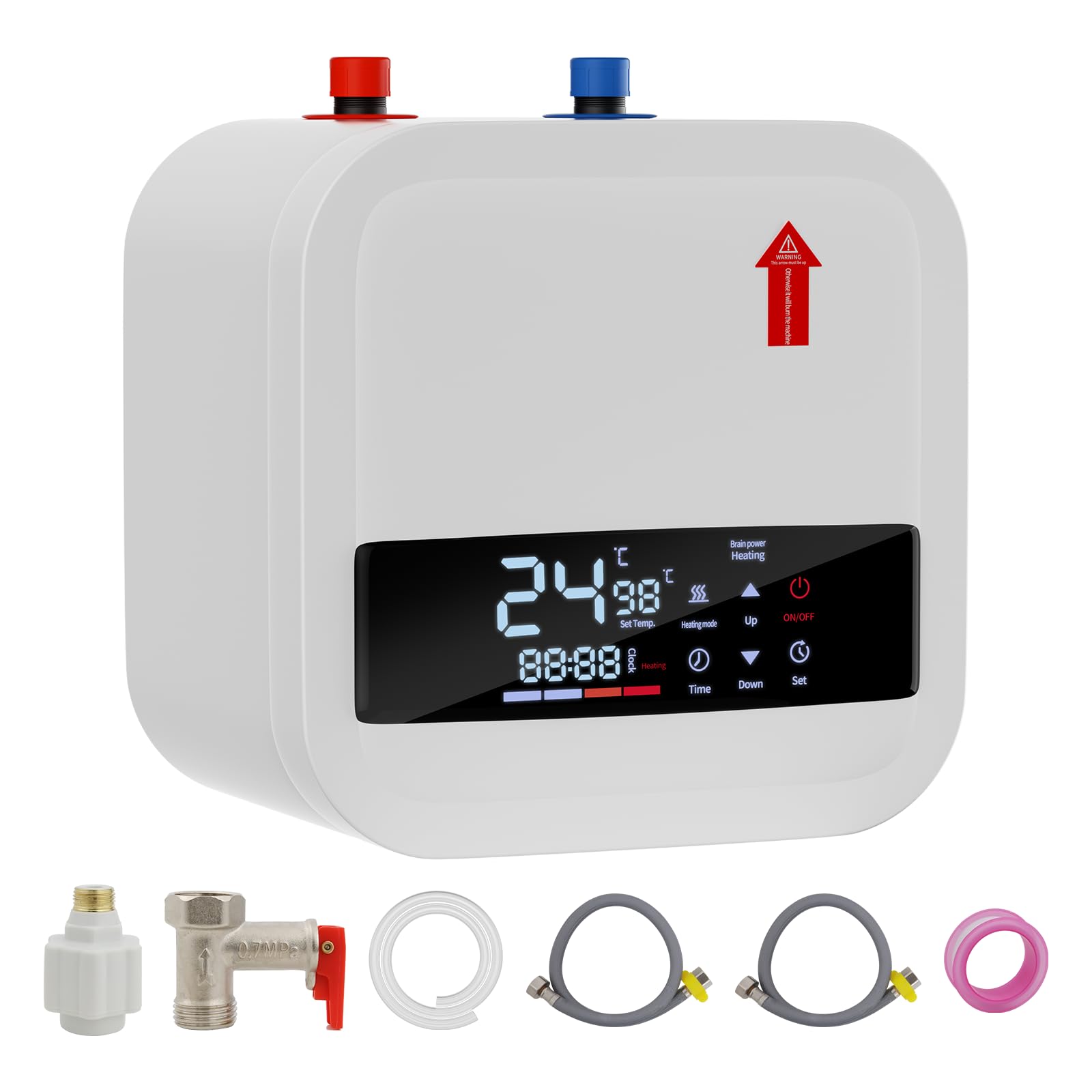 Electric Mini Tank Water Heater,4 Gallon Instant Hot Water Heater,1500W 110V,Small Hot Water Heater,with Digital Display for RV Kitchen Bathroom