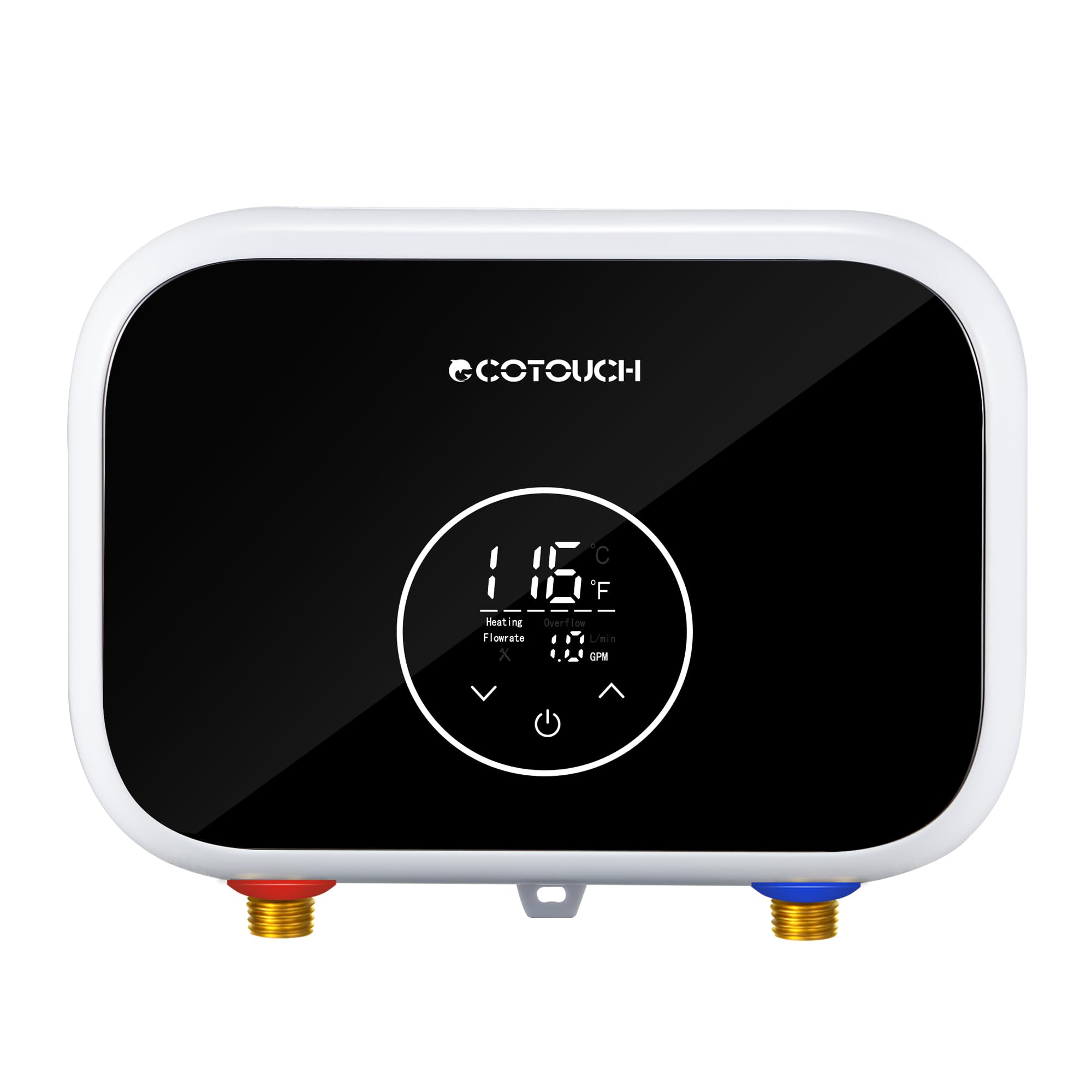 Electric Tankless Water Heater 240V, ECOTOUCH 6kW Point of Use Instant Water Heater on Demand Hot Water Heater Electric with Self-modulation Technology ETL Certificated ECO60BE Black
