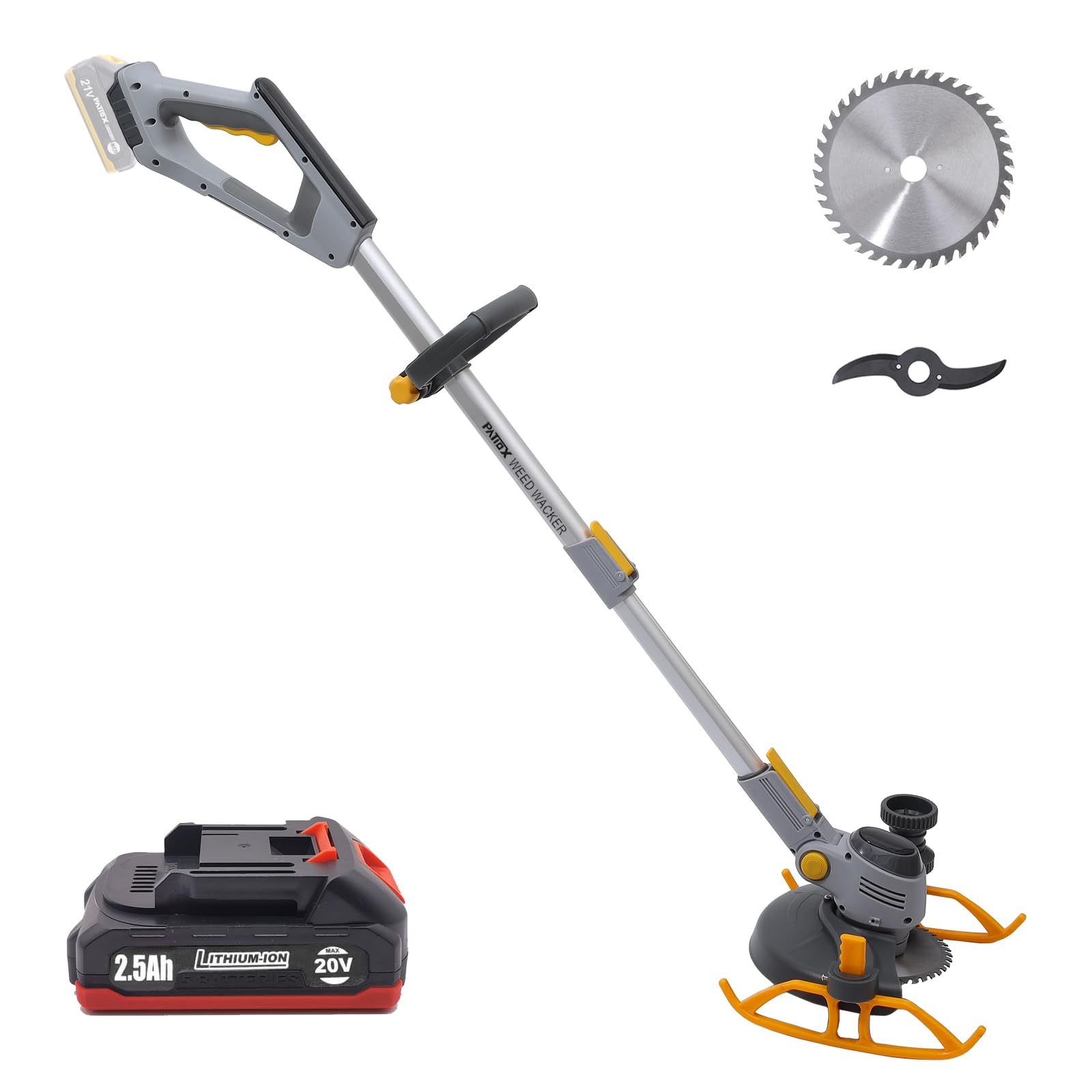 PATIOX Weed Wacker Cordless, PATIOX Electric Weed Trimmer Rechargeable 3 in 1, One 2.5 Ah Battery Powered Weed Whacker Cordless 20V Grass Trimmer with Blade and Charger (One 2.5Ah Battery)