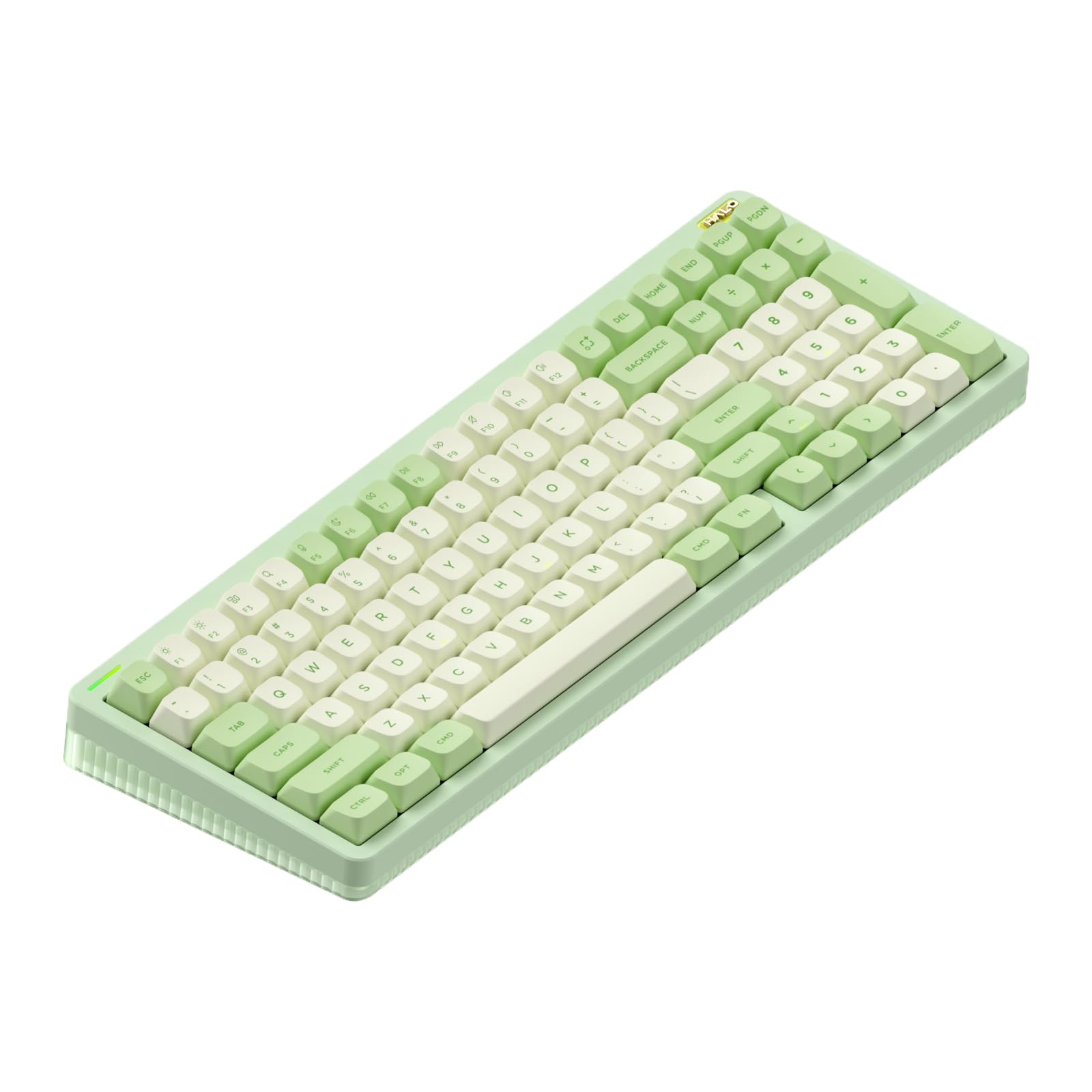 nuphy Halo96 V2 Wireless Keyboard,Gasket Structure,96% Hot Swappable Gaming Keyboard, 99 Kyes RGB Backlit Mechanical Keyboard, Support QMK/VIA,Bluetooth/USB-C/2.4GHz-Green,Lemon Switches (55gf)