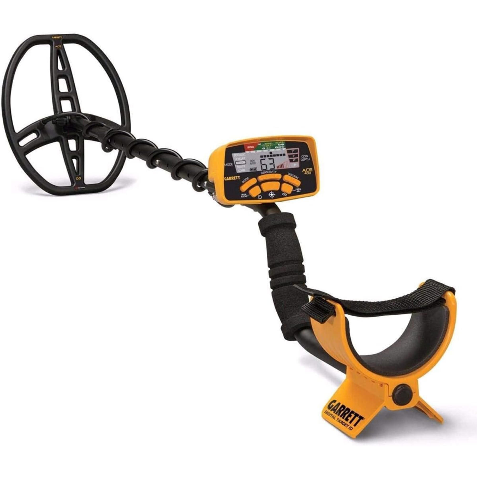 Garrett ACE 400 Metal Detector – Digital Target ID, Iron Audio, Adjustable Frequency, Electronic Pinpointing, Includes Headphones & Searchcoil Cover