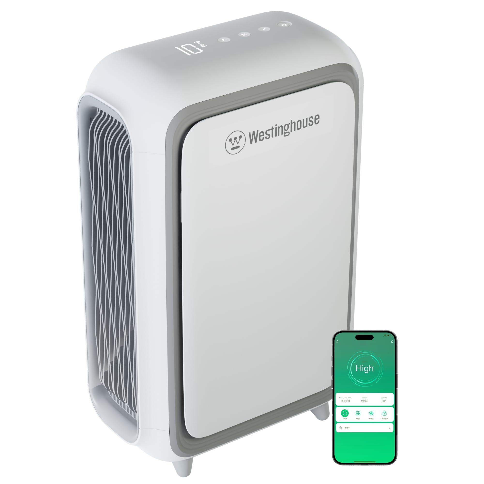 Westinghouse Smart Air Purifier | Large Room 700 SF | HEPA Filter and Patented NCCO Technology | 4-Stage Medical-Grade Filtration | Smart Wi-Fi | Pet Dander, Dust, Smoke, Odor, Pollen | WH100P