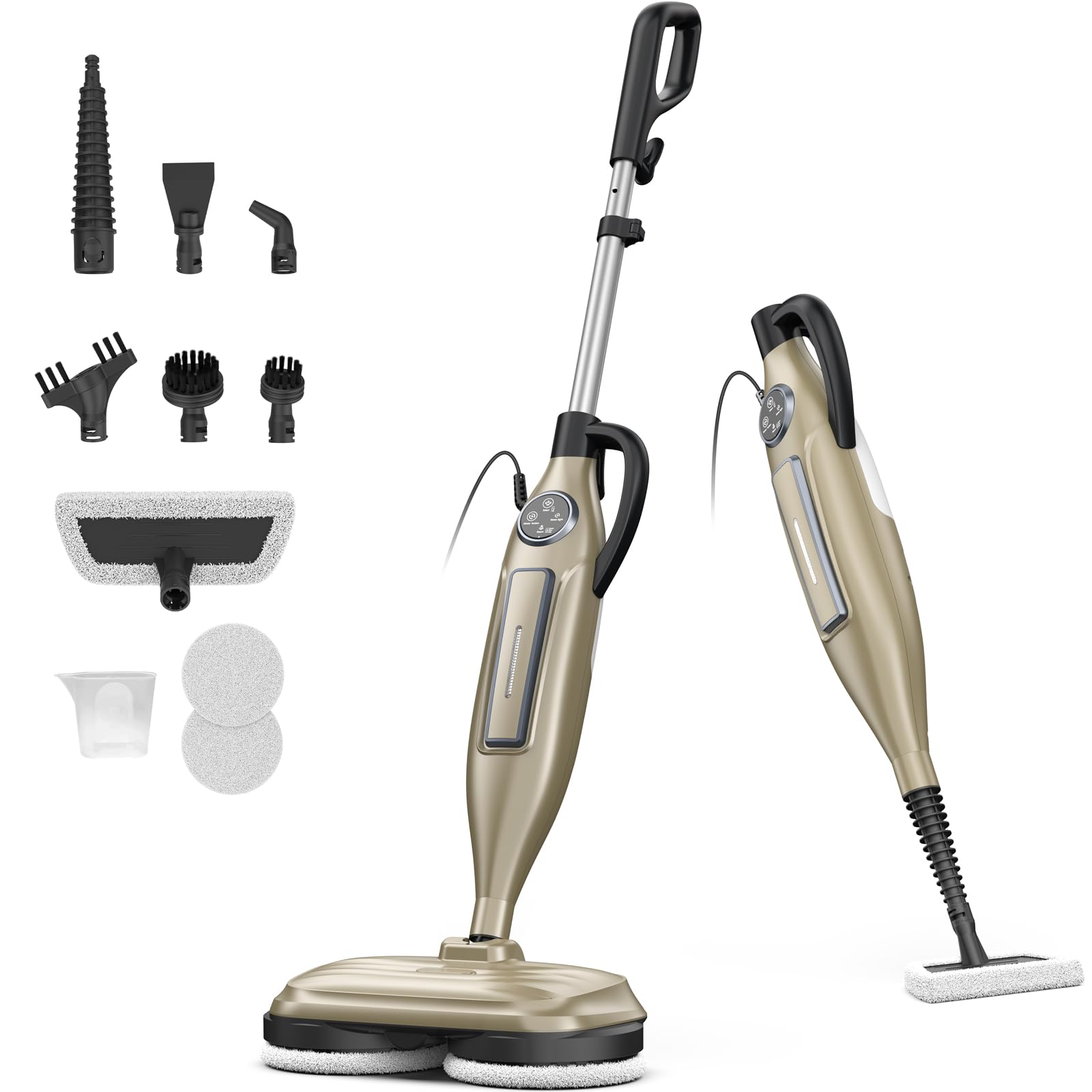 DEVOAC VM6 Scrubbing Steam Mop with Rotating Mop Pads, 10 in 1 Steam Mop, Lightweight Spin Mop & 3 Steam Modes & LED Headlights for Hard Floor Laminate Marble Floors